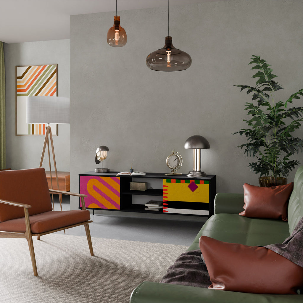 VIVID ART 2-Door TV Stand in Black Finish