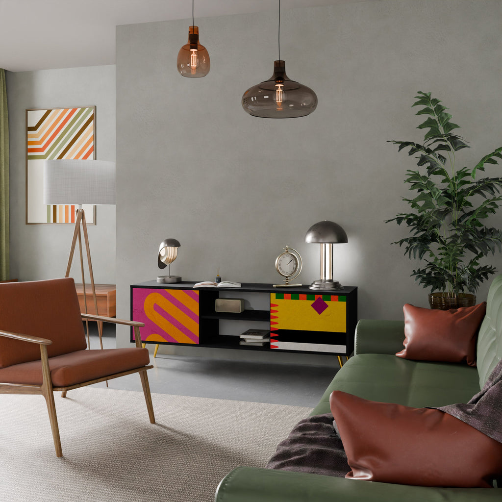 VIVID ART 2-Door TV Stand in Black Finish