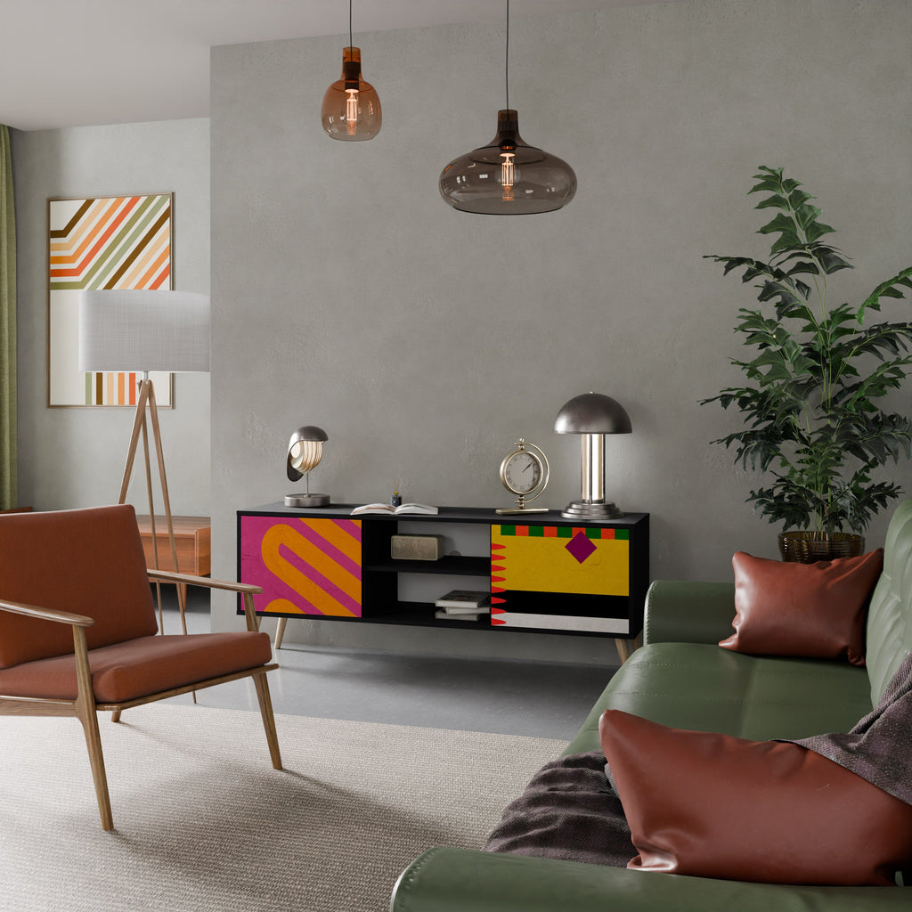 VIVID ART 2-Door TV Stand in Black Finish