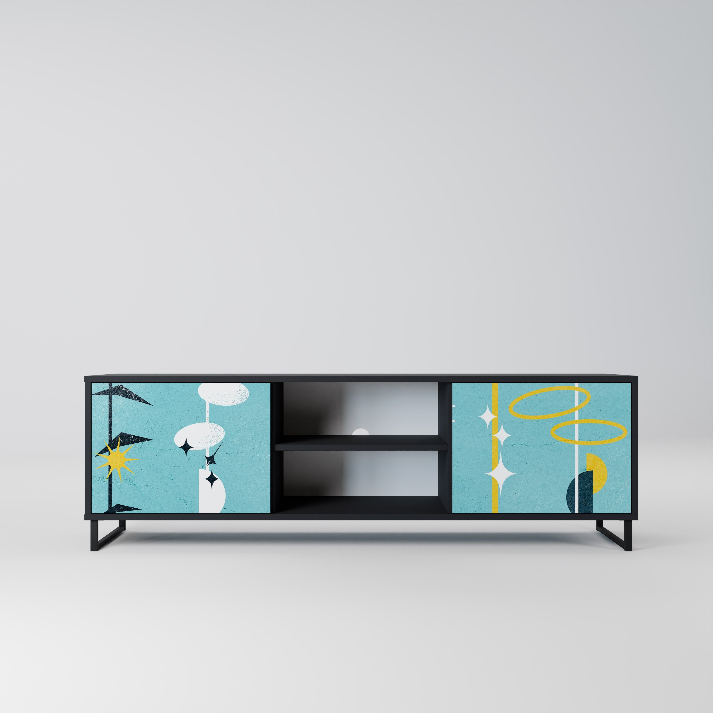PATHS TO HAPPINESS 2-Door TV Stand in Black Finish