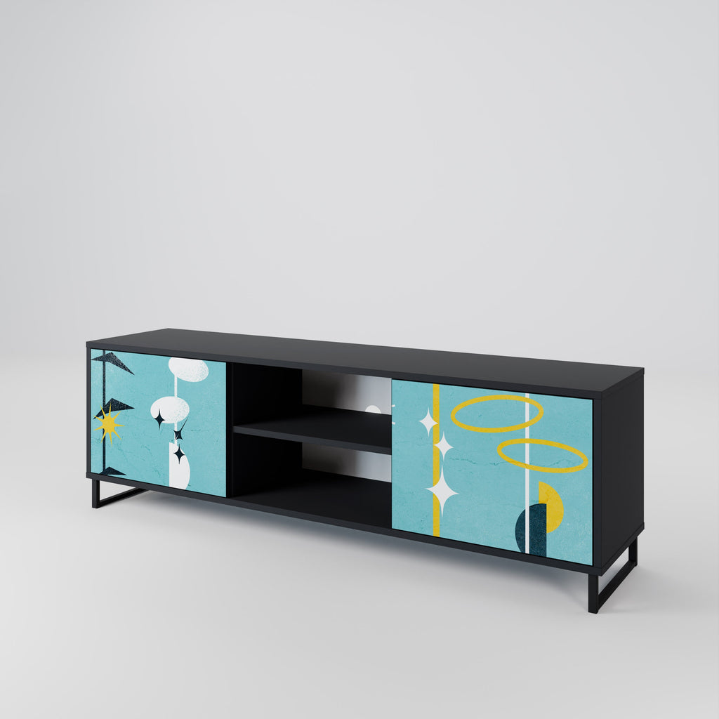 PATHS TO HAPPINESS 2-Door TV Stand in Black Finish