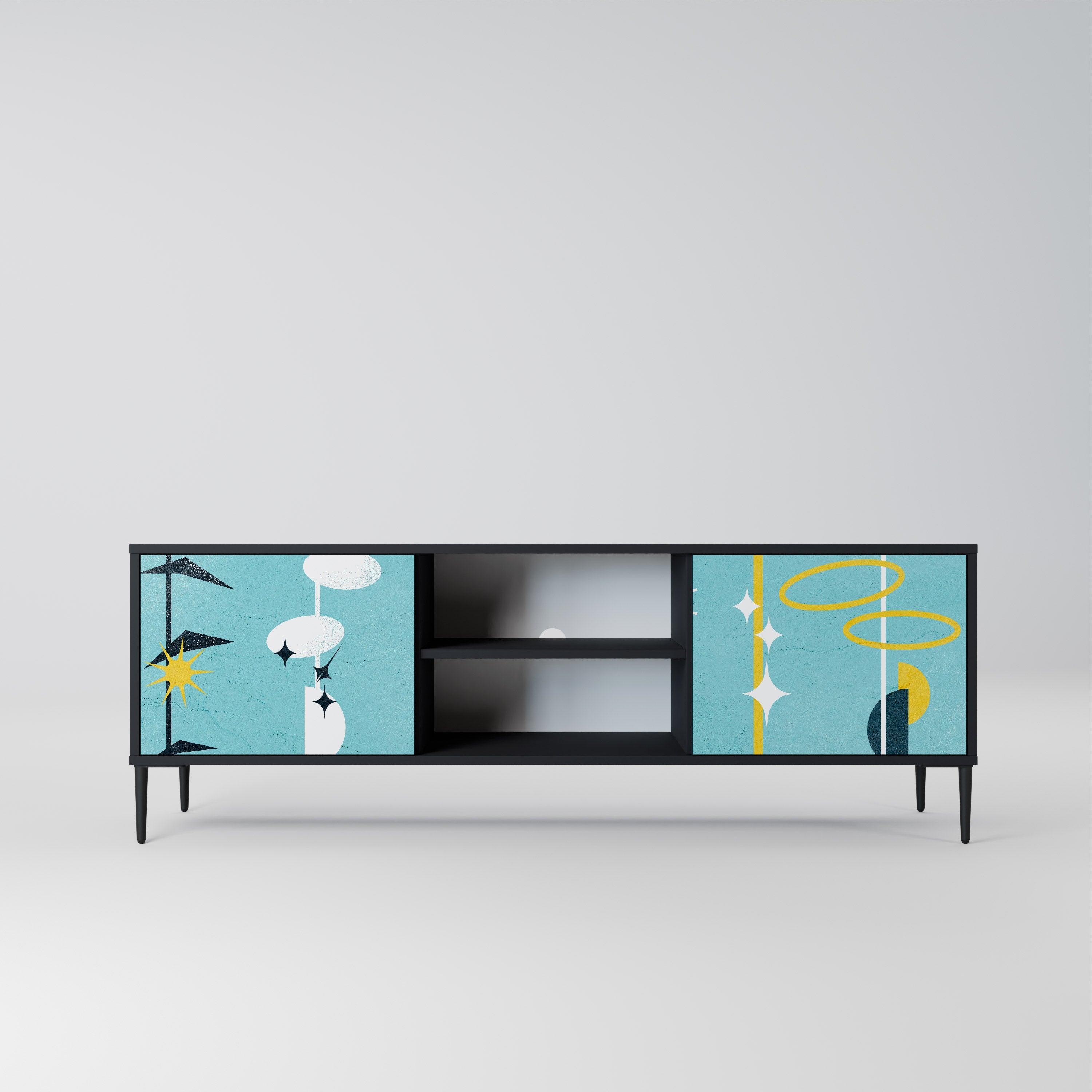 PATHS TO HAPPINESS 2-Door TV Stand in Black Finish