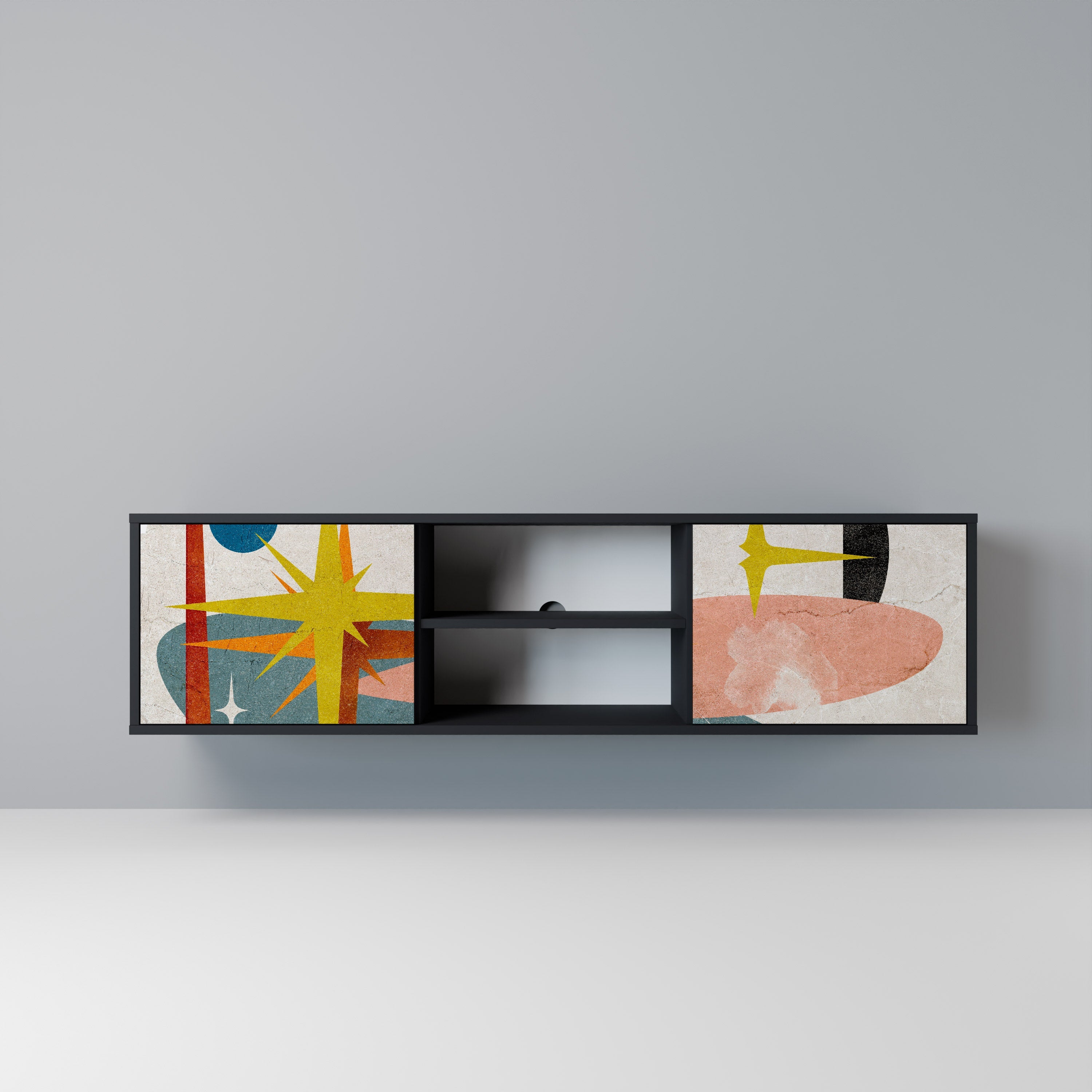 INTERSTELLAR VIBES 2-Door TV Stand in Black Finish