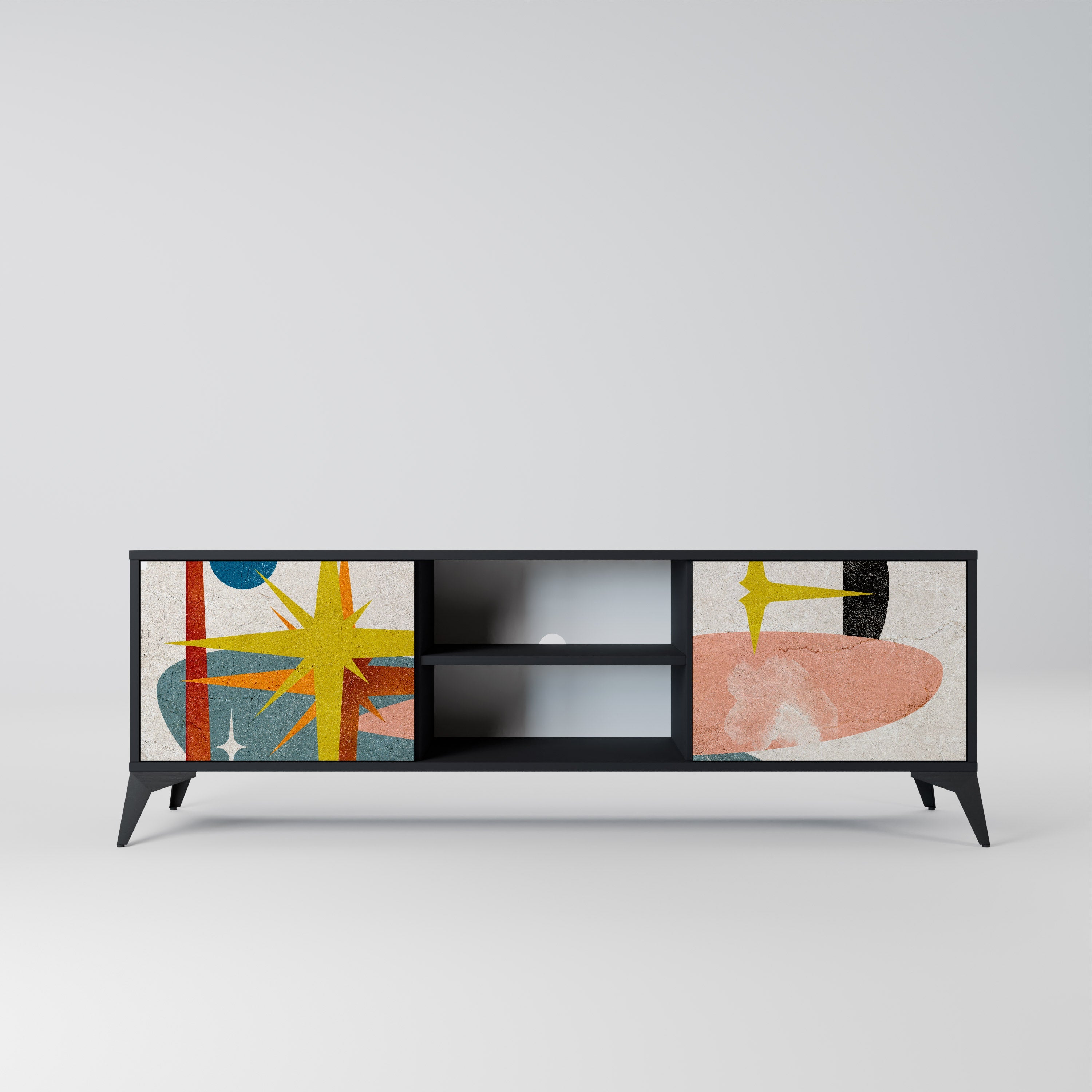 INTERSTELLAR VIBES 2-Door TV Stand in Black Finish