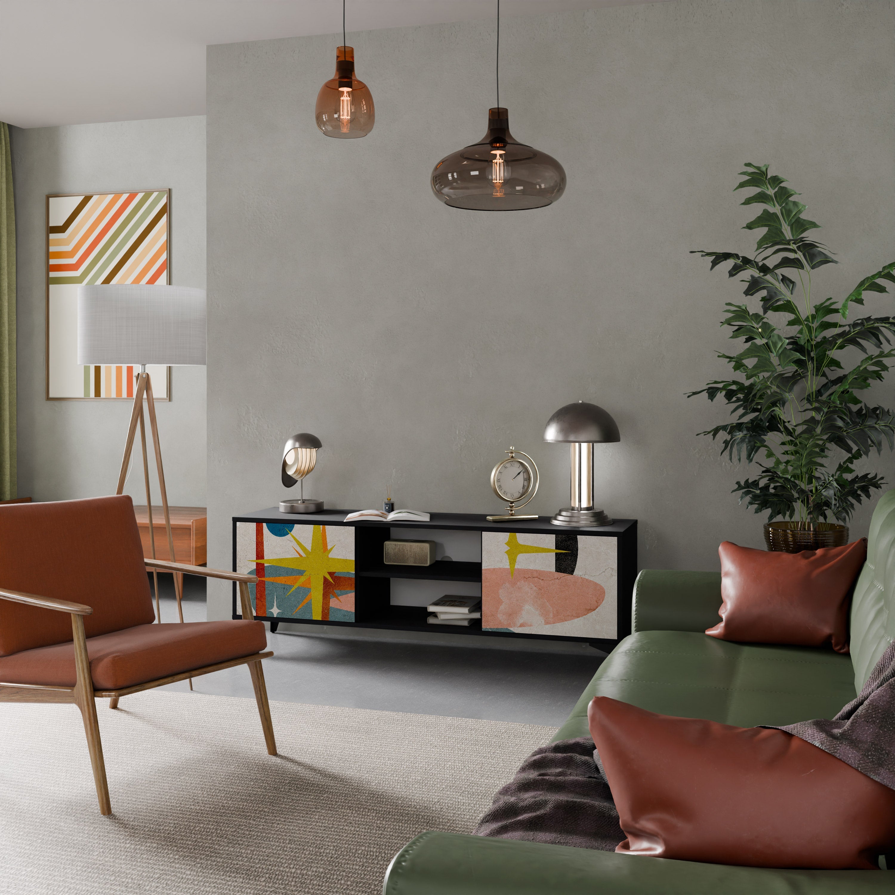 INTERSTELLAR VIBES 2-Door TV Stand in Black Finish