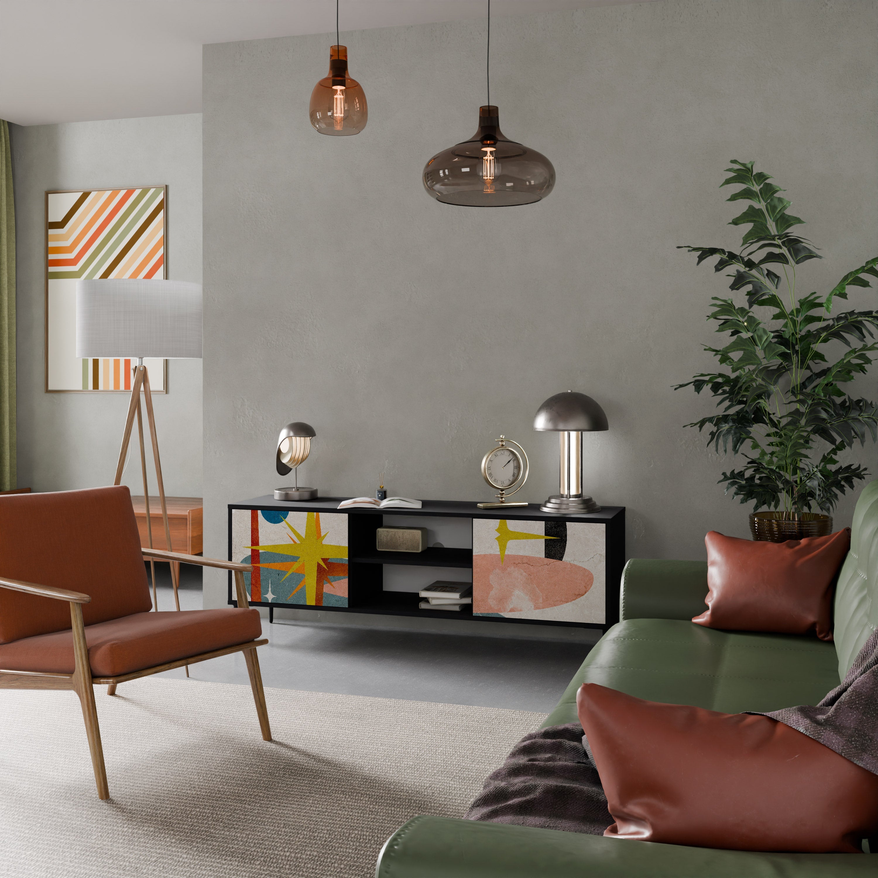 INTERSTELLAR VIBES 2-Door TV Stand in Black Finish