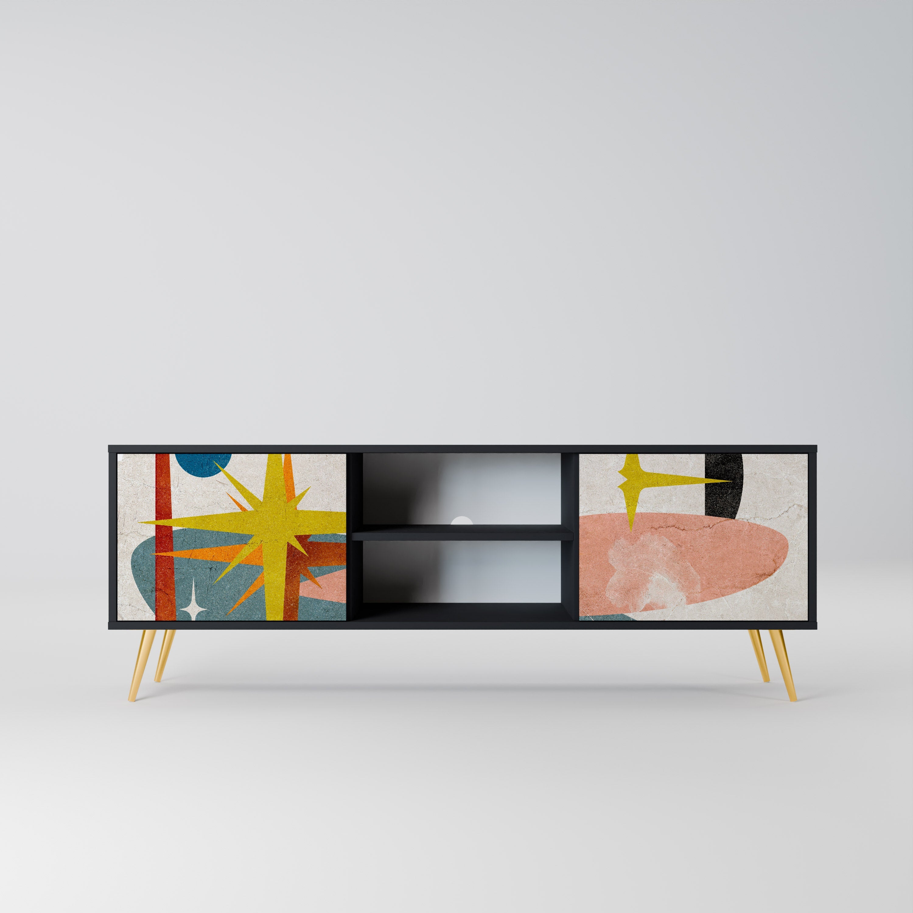 INTERSTELLAR VIBES 2-Door TV Stand in Black Finish