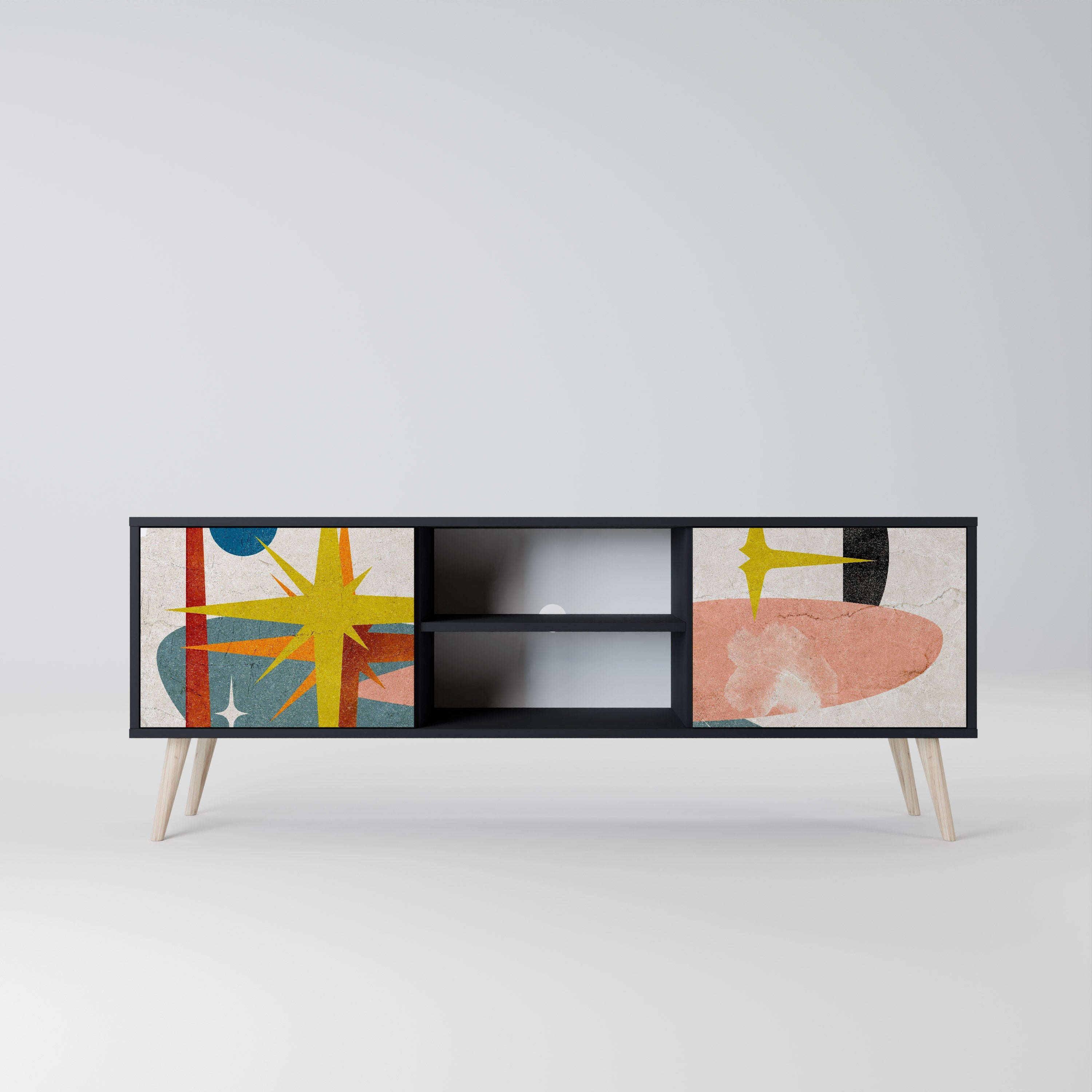 INTERSTELLAR VIBES 2-Door TV Stand in Black Finish