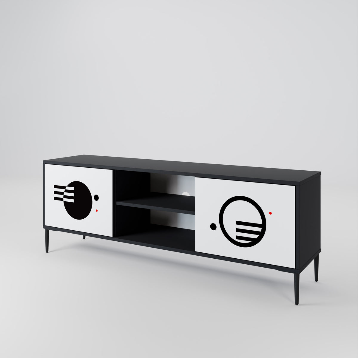 BLACK AND WHITE COMBINATION 2-Door TV Cabinet