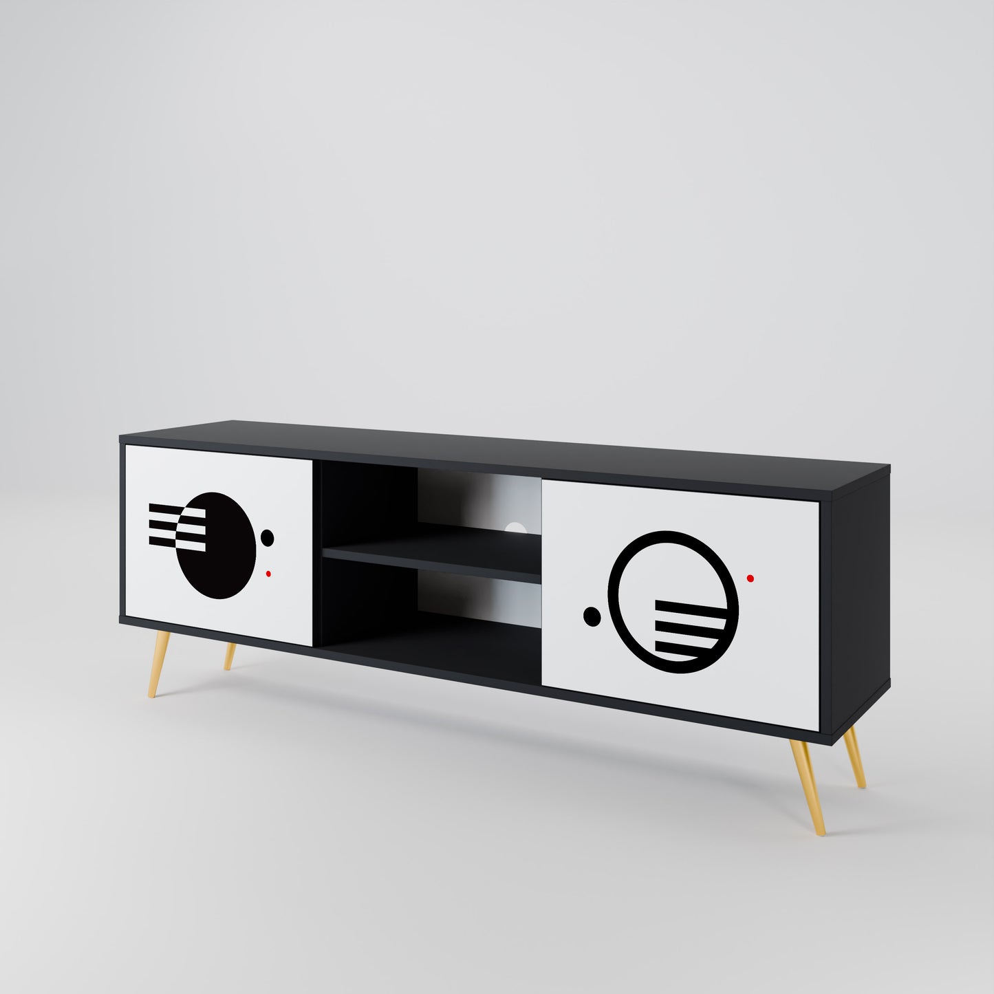 BLACK AND WHITE COMBINATION 2-Door TV Cabinet