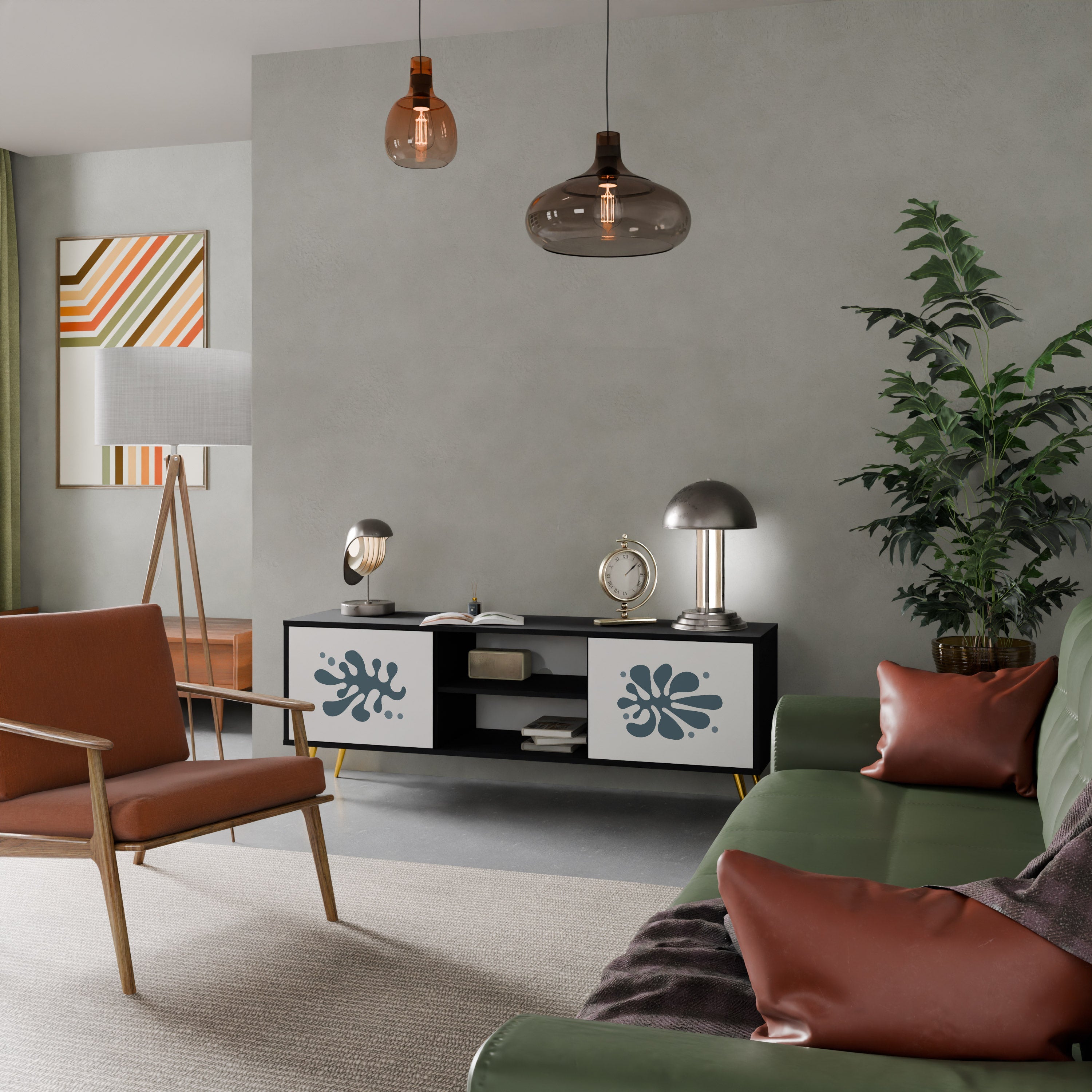 WONDERLAND VEGETATION 2-Door TV Stand in Black Finish