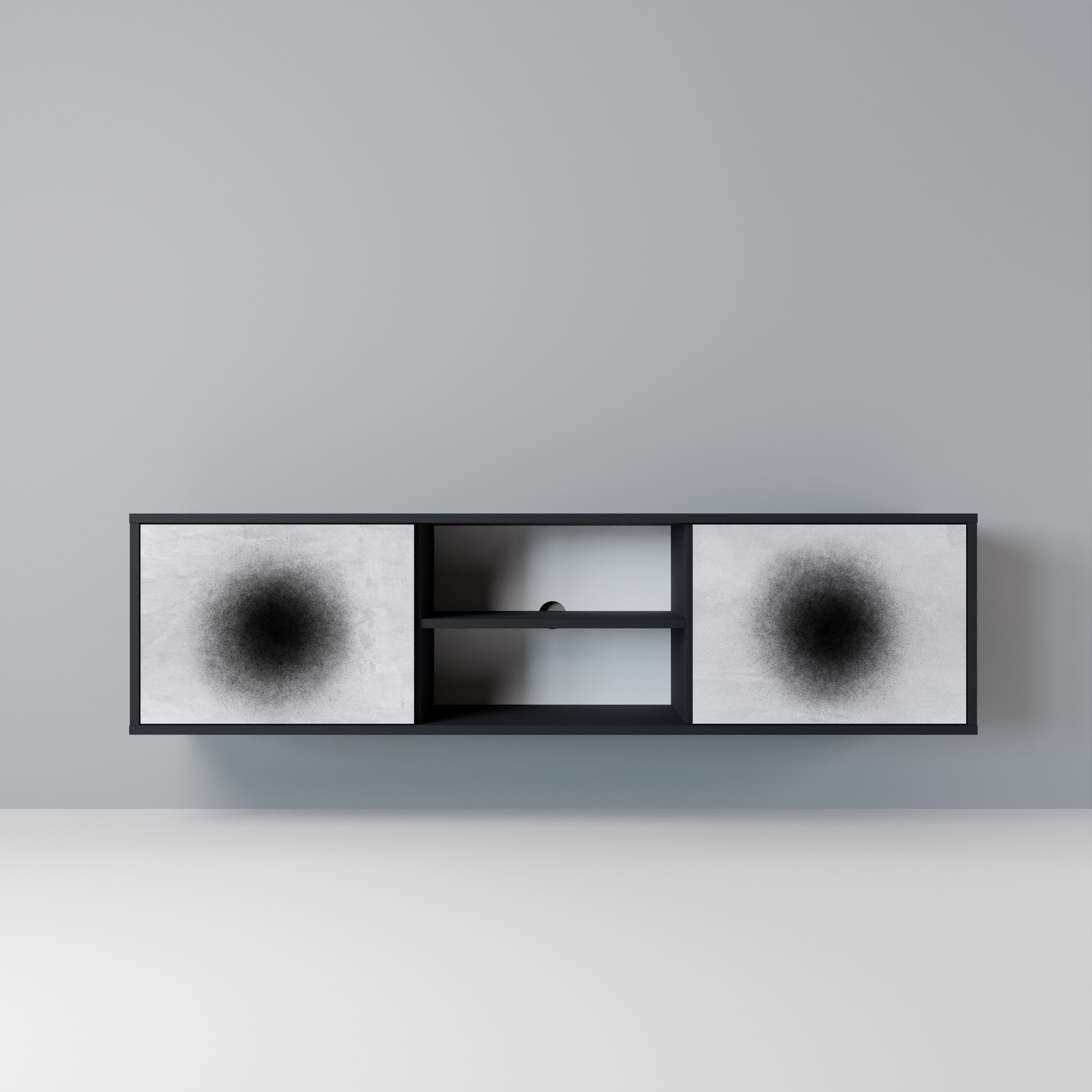 Meuble TV 2 portes BLACK HOLE finition noire