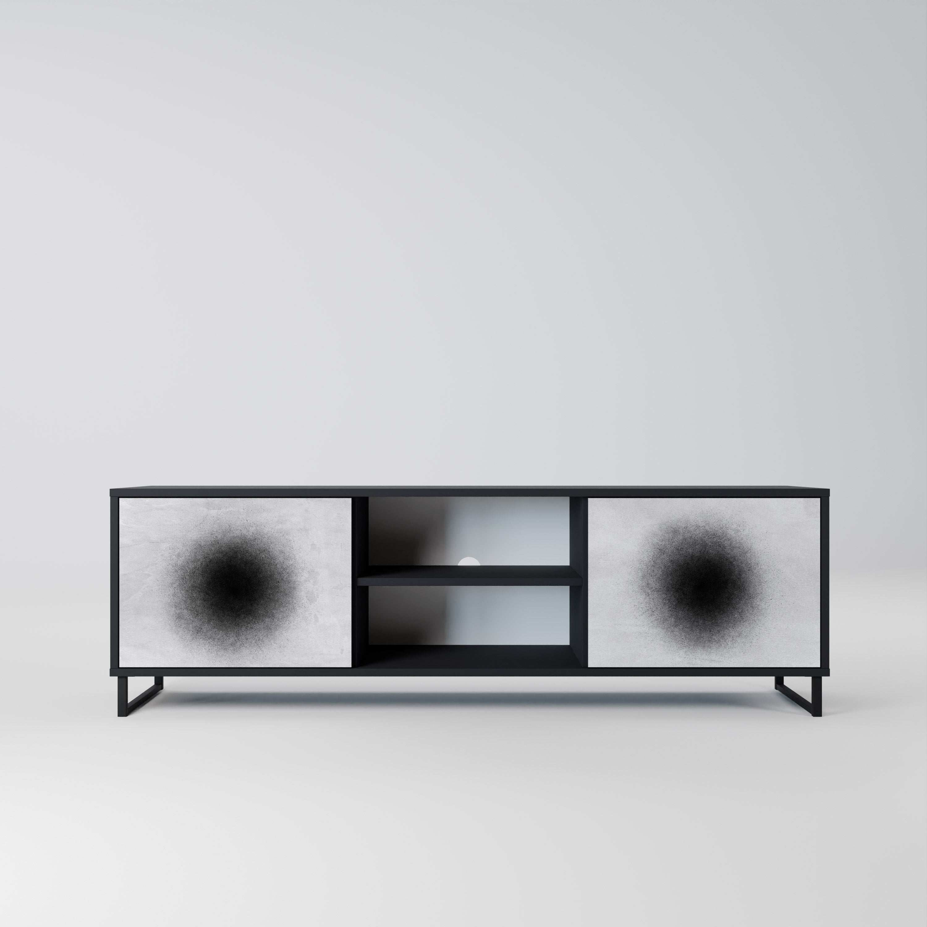 Meuble TV 2 portes BLACK HOLE finition noire