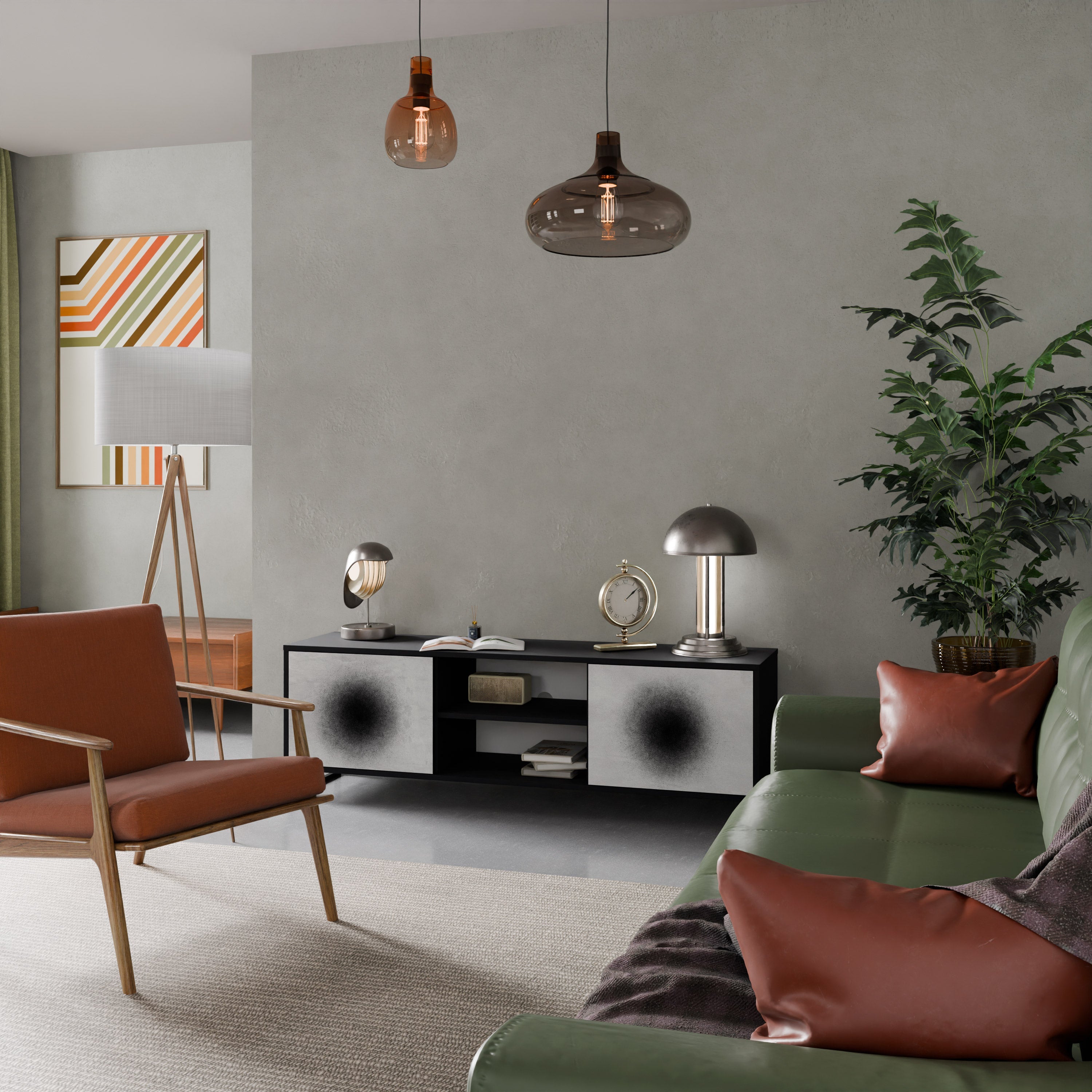 Meuble TV 2 portes BLACK HOLE finition noire