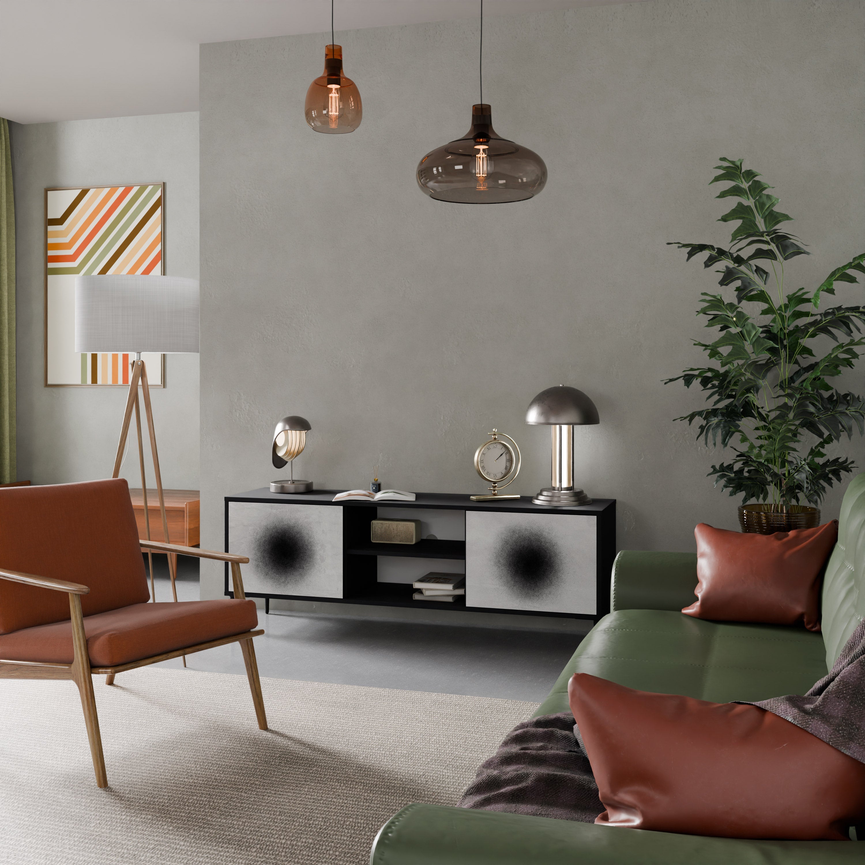 Meuble TV 2 portes BLACK HOLE finition noire