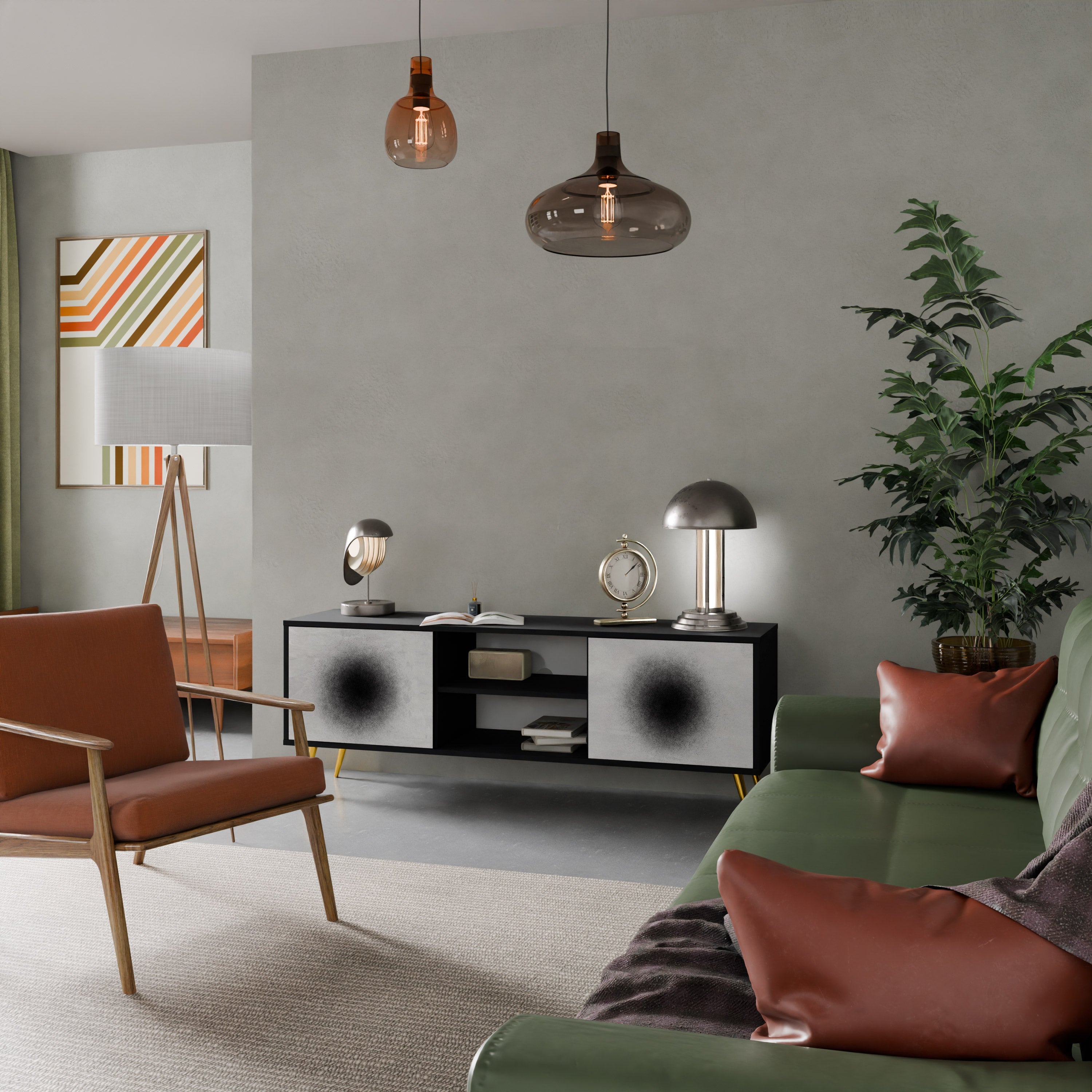 Meuble TV 2 portes BLACK HOLE finition noire