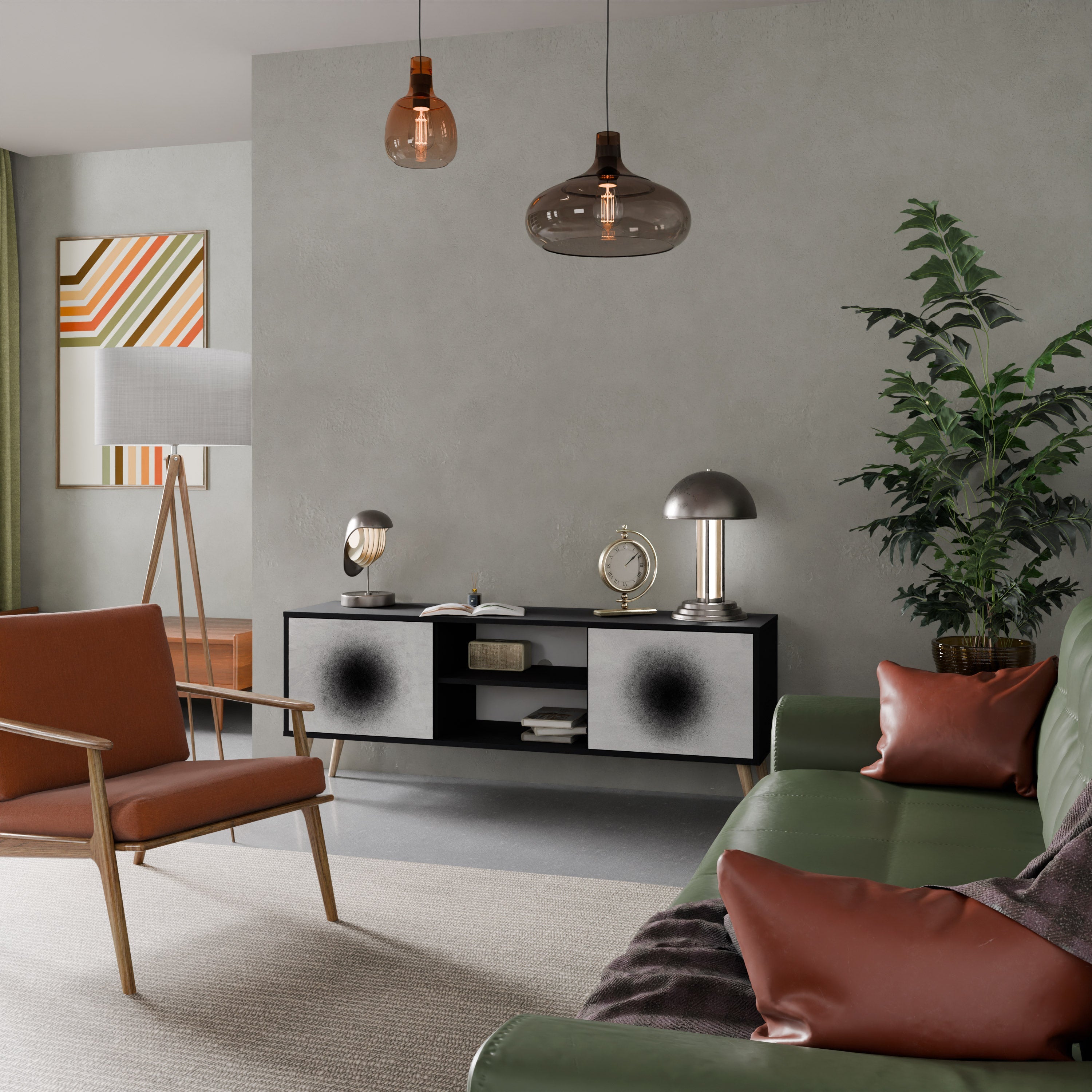 Meuble TV 2 portes BLACK HOLE finition noire