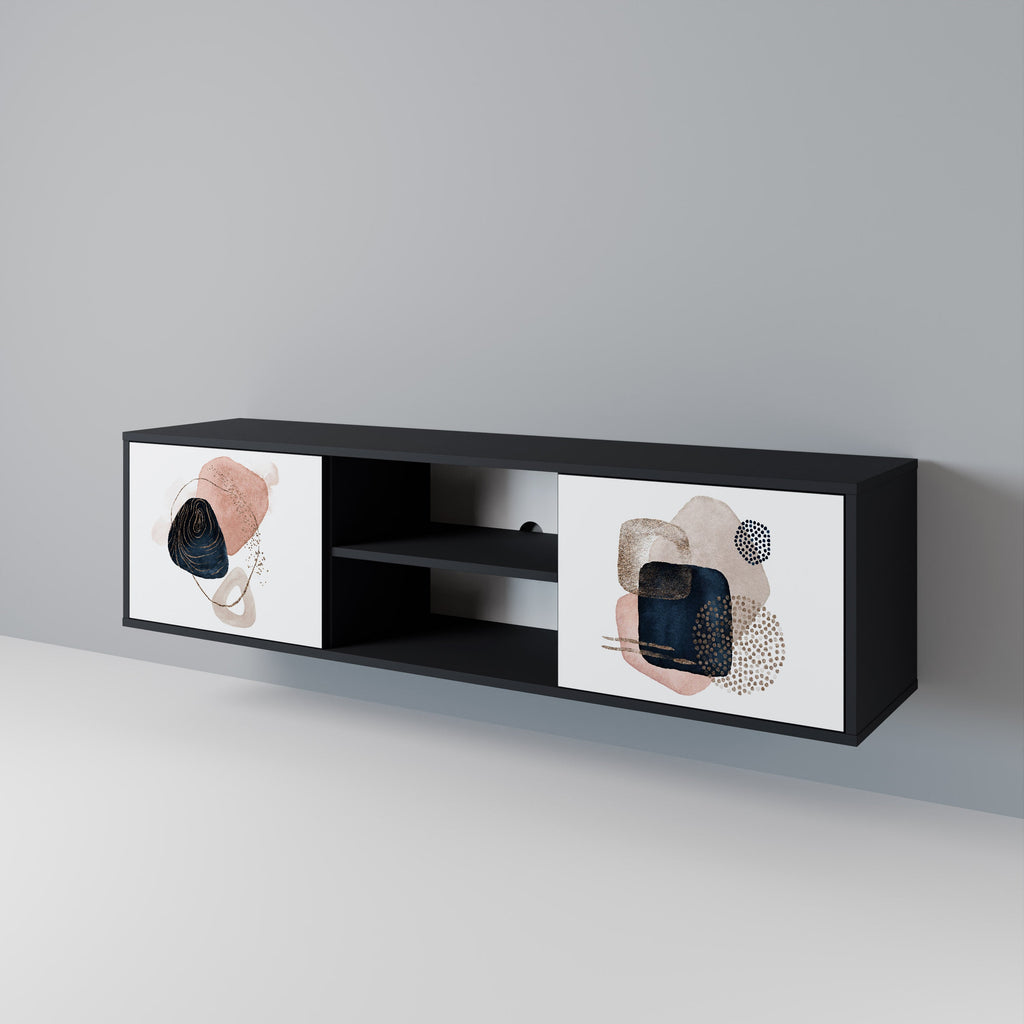 Meuble TV 2 portes COLORFUL SHAPES en finition noire