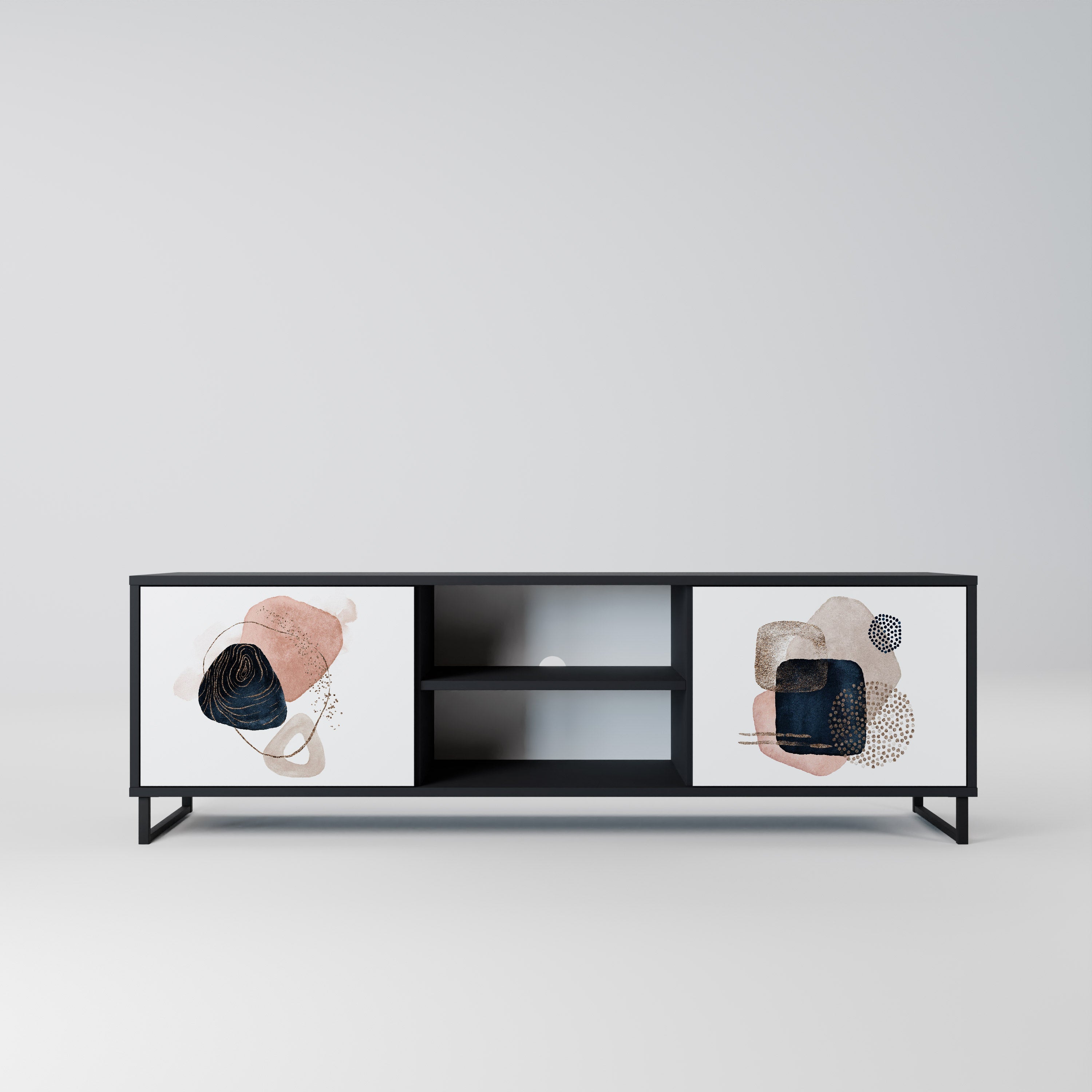 COLORFUL SHAPES 2-Door TV Stand in Black Finish