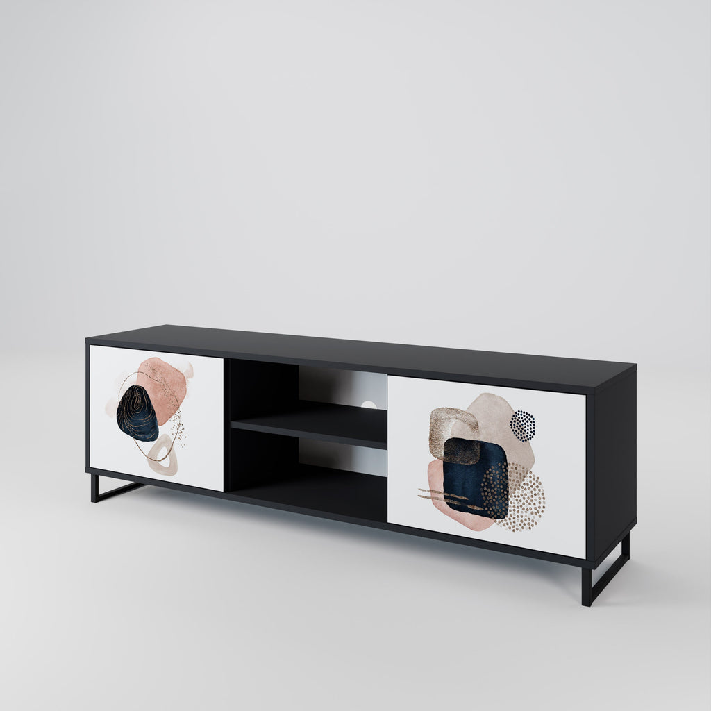 Meuble TV 2 portes COLORFUL SHAPES en finition noire