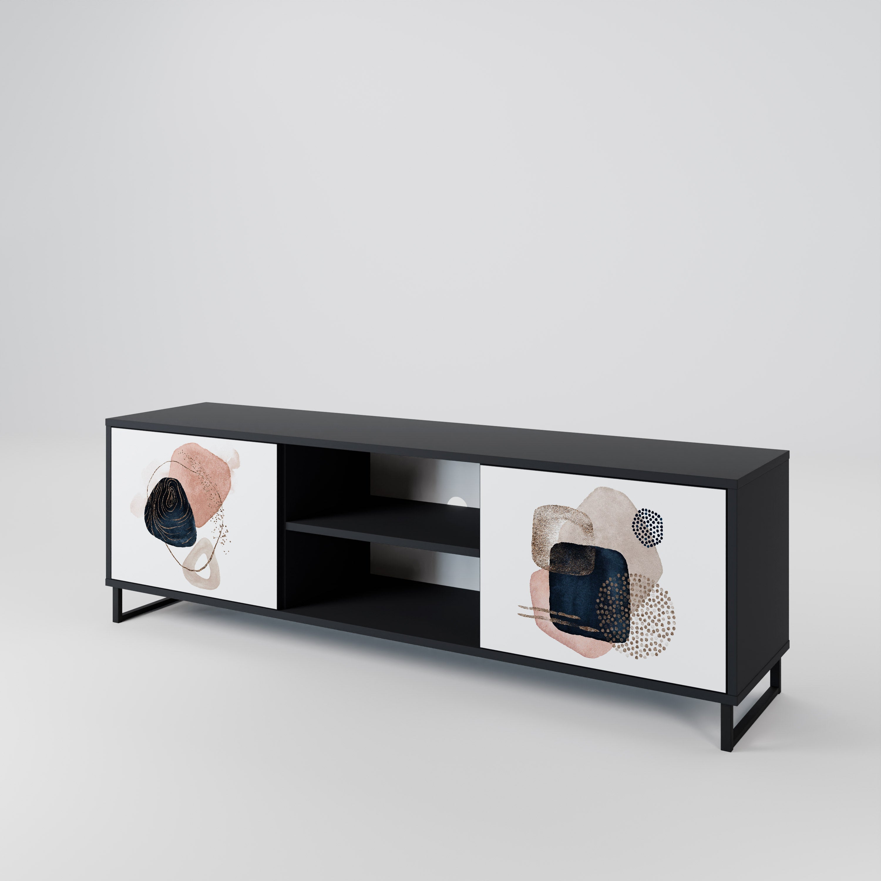COLORFUL SHAPES 2-Door TV Stand in Black Finish