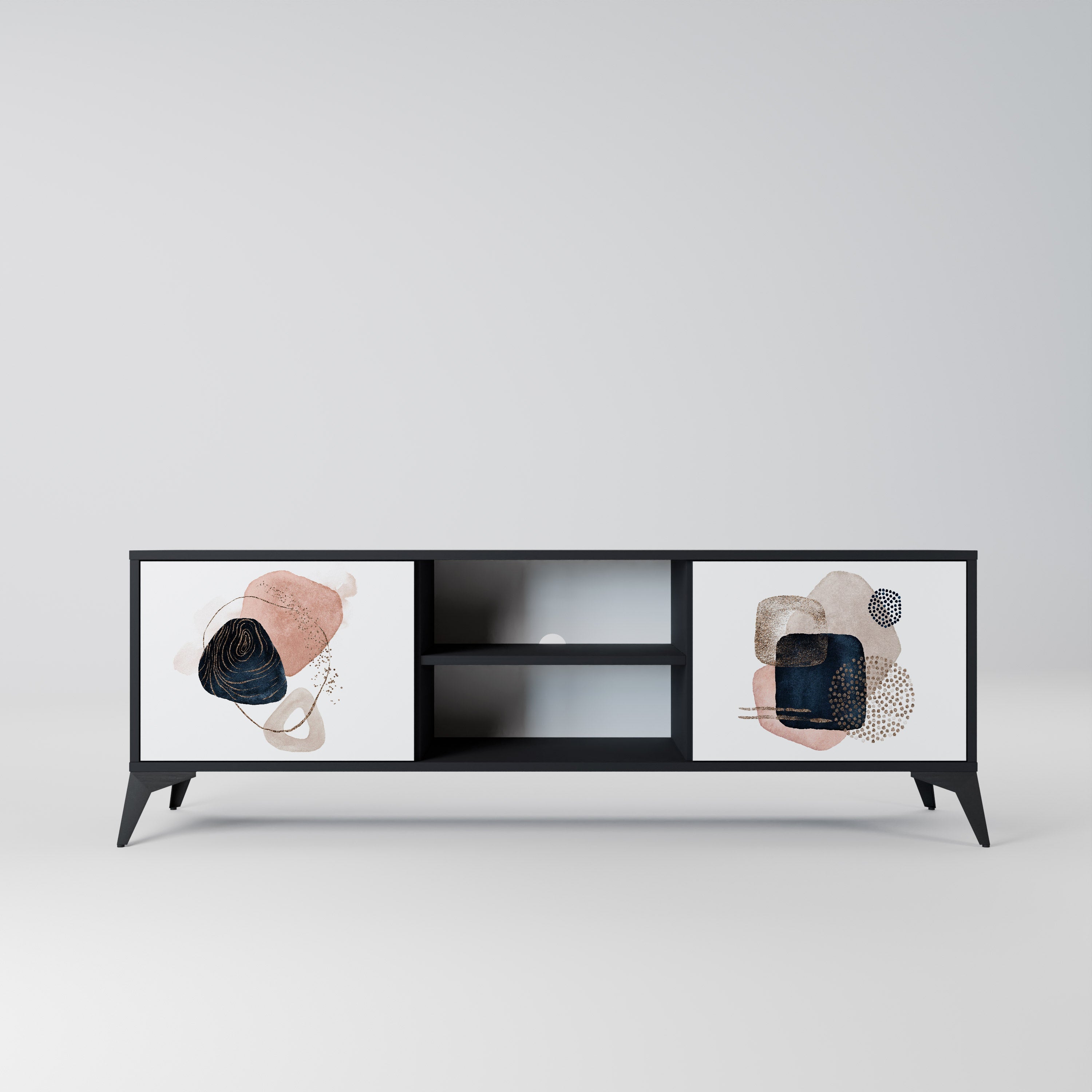 COLORFUL SHAPES 2-Door TV Stand in Black Finish