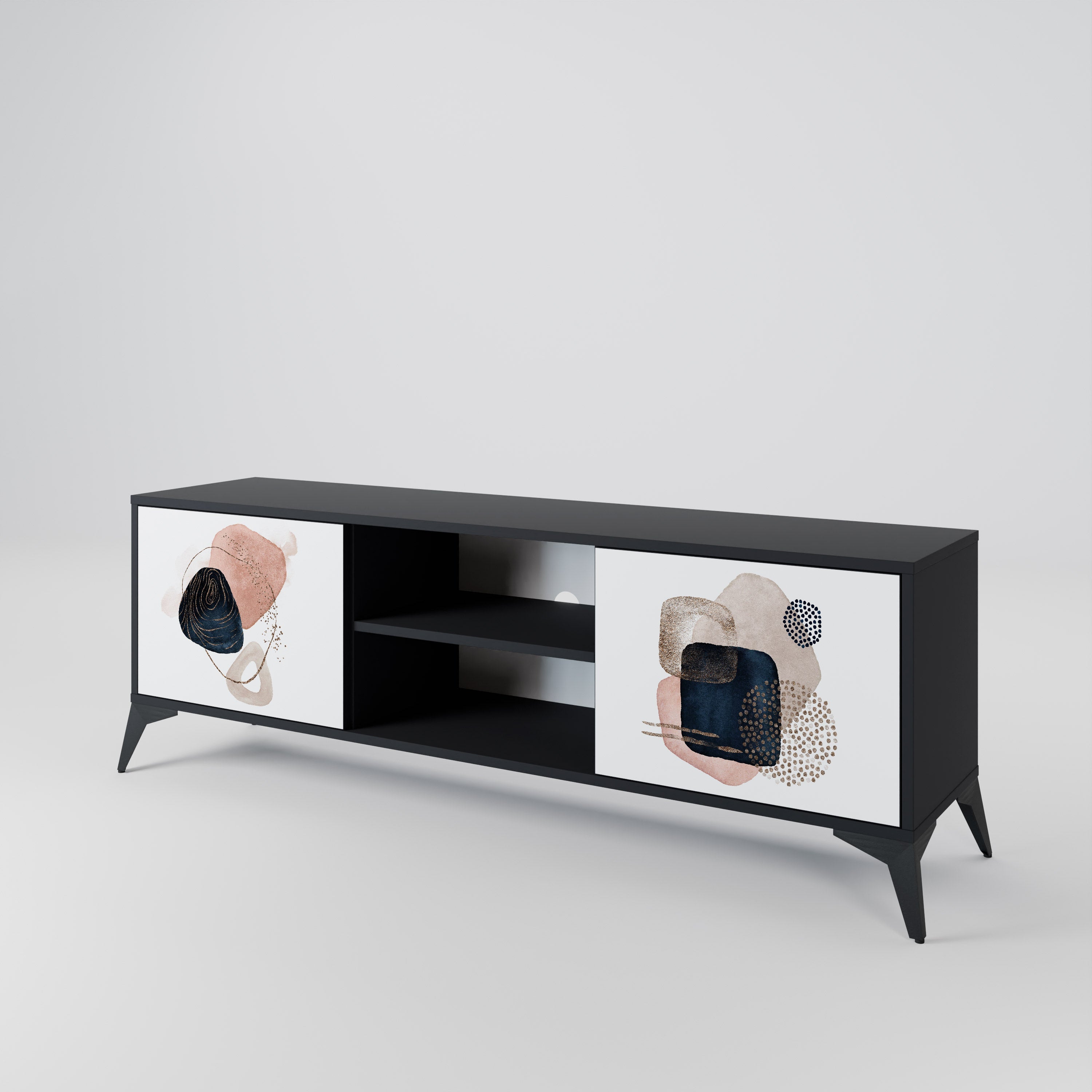 COLORFUL SHAPES 2-Door TV Stand in Black Finish