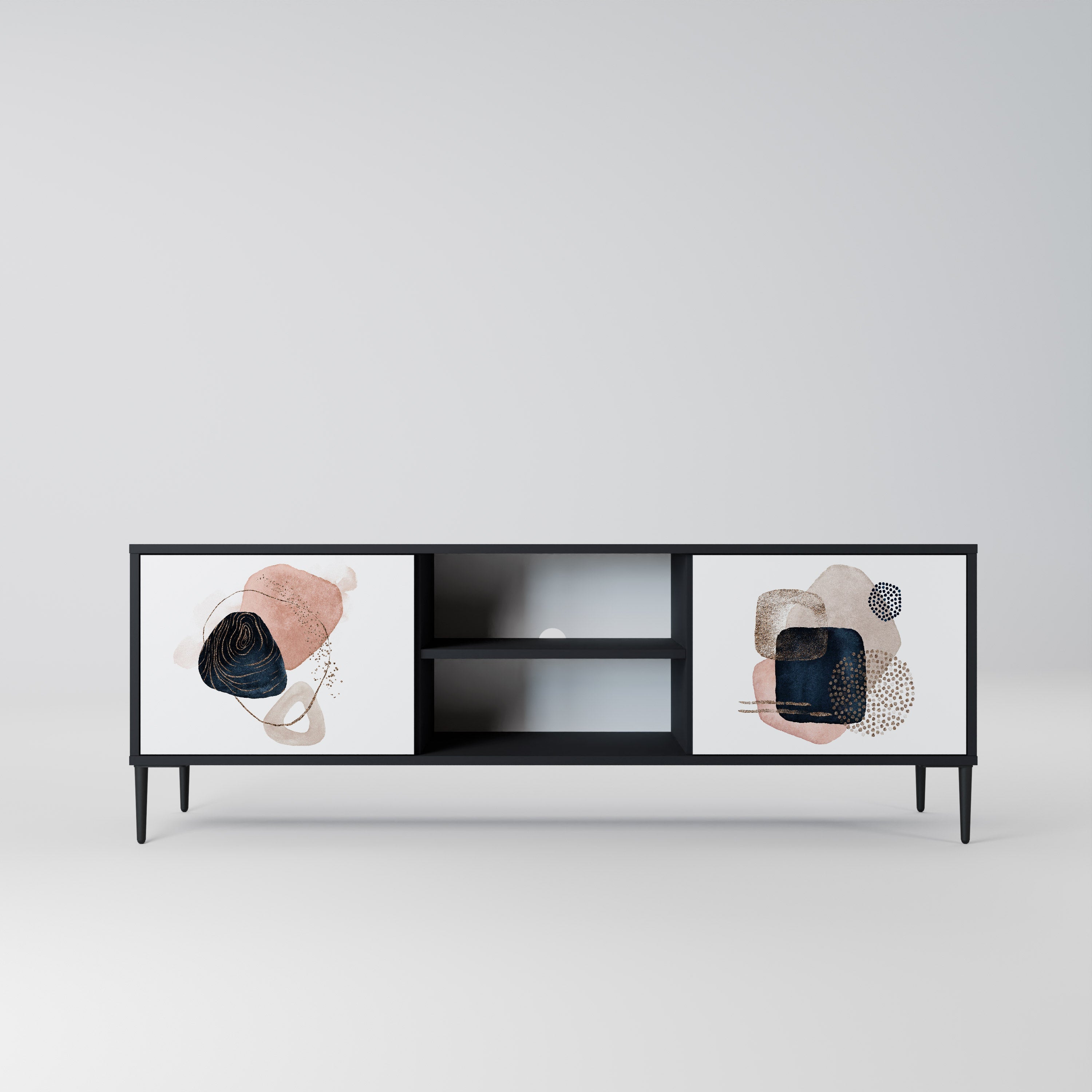 COLORFUL SHAPES 2-Door TV Stand in Black Finish