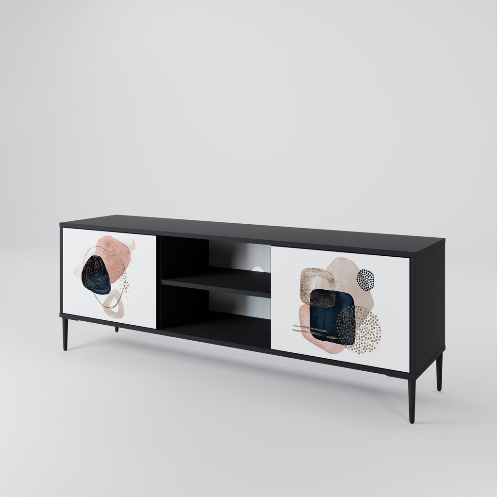 Meuble TV 2 portes COLORFUL SHAPES en finition noire