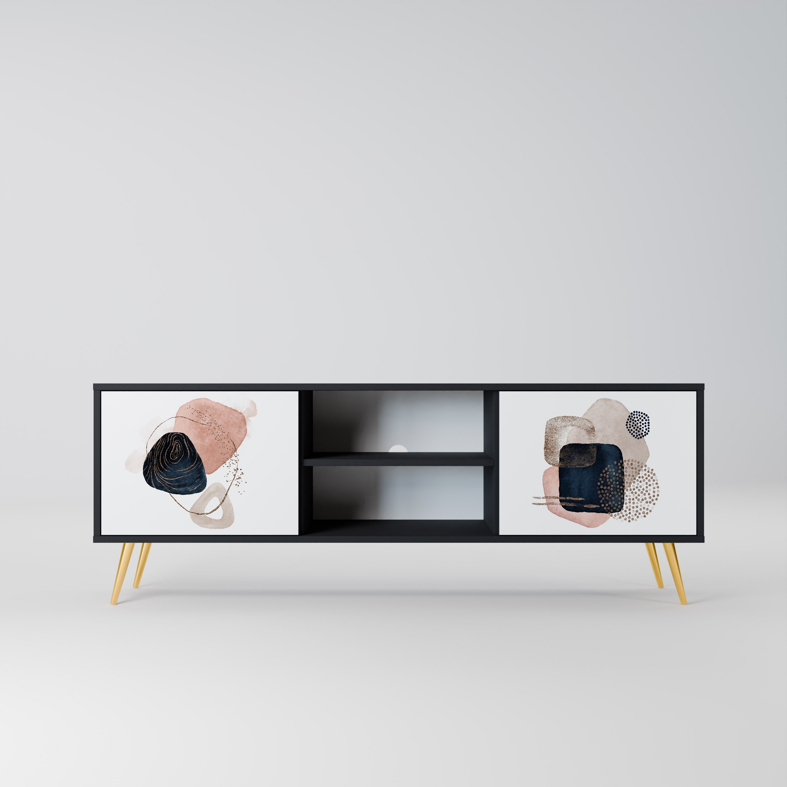 COLORFUL SHAPES 2-Door TV Stand in Black Finish