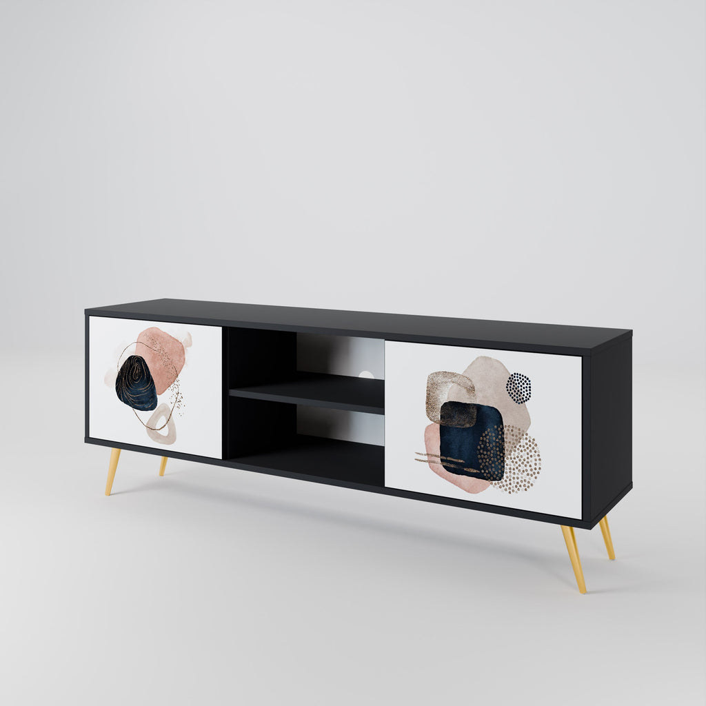 Meuble TV 2 portes COLORFUL SHAPES en finition noire