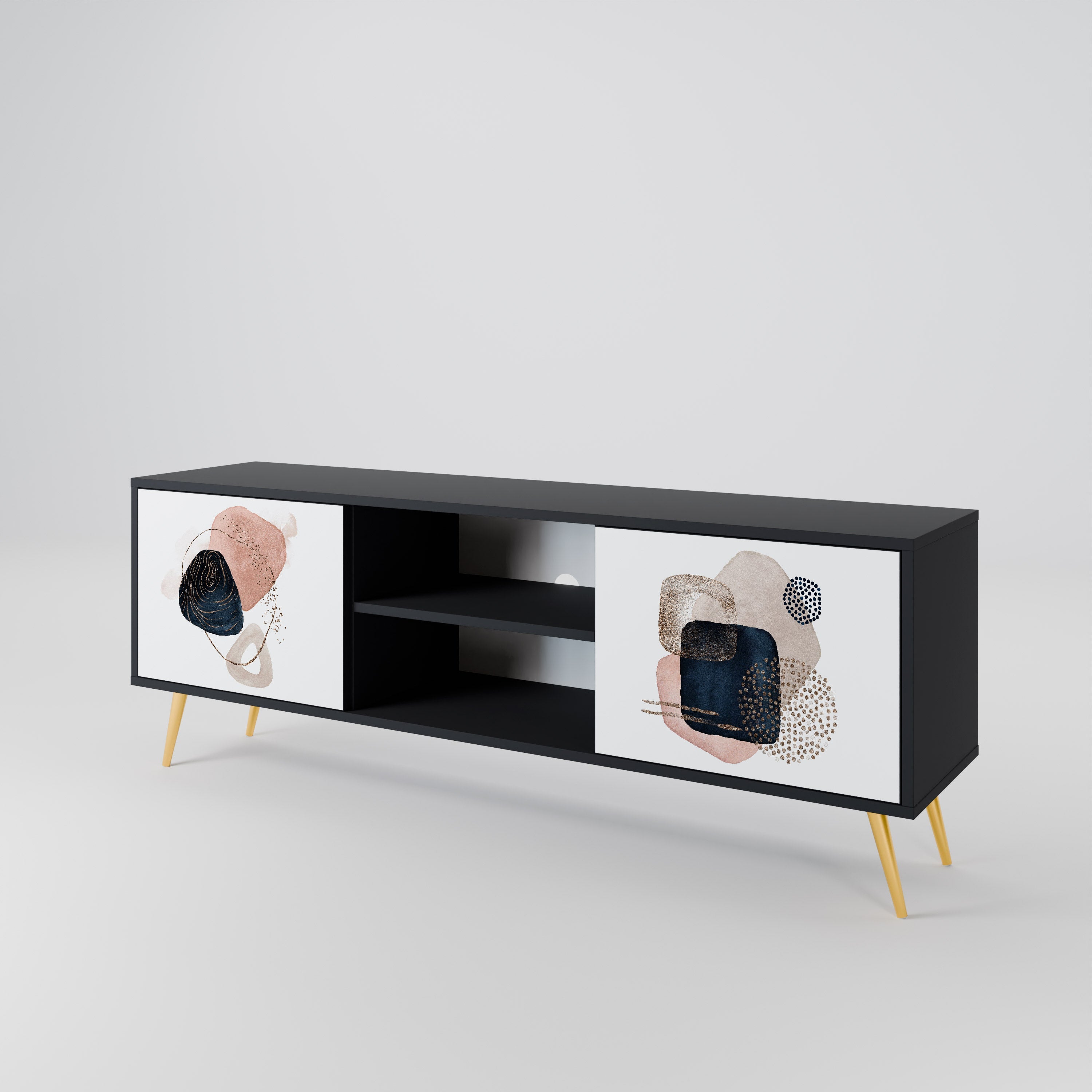 COLORFUL SHAPES 2-Door TV Stand in Black Finish