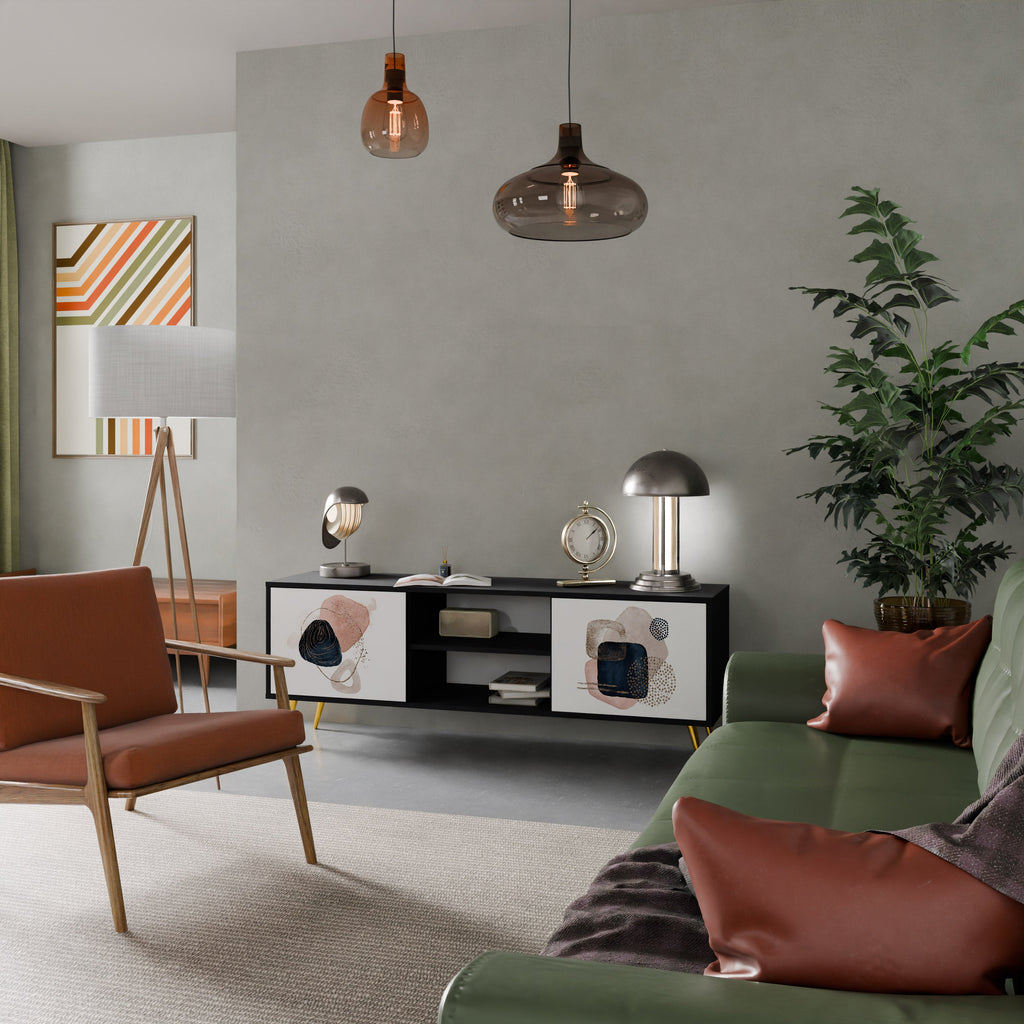 Meuble TV 2 portes COLORFUL SHAPES en finition noire