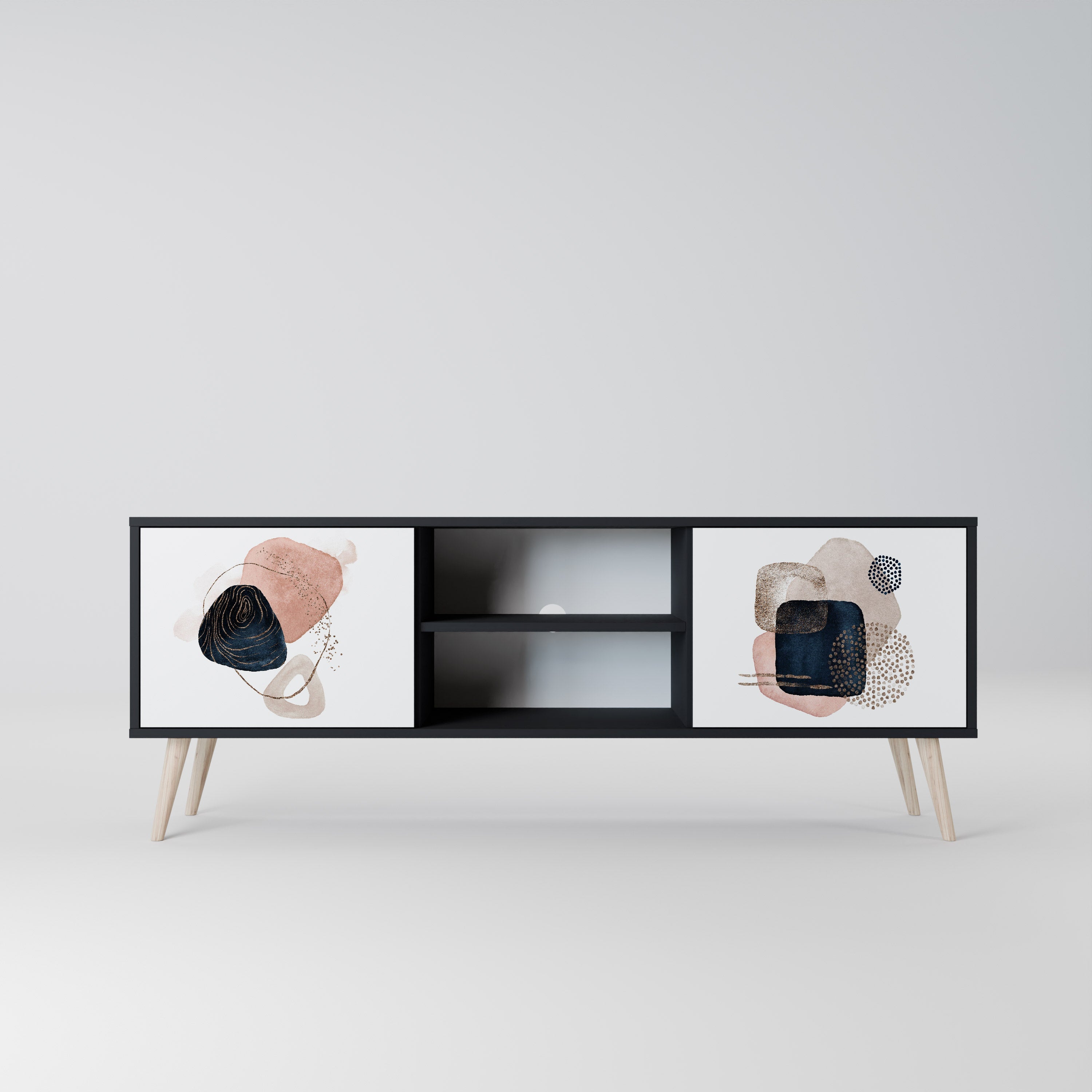 COLORFUL SHAPES 2-Door TV Stand in Black Finish