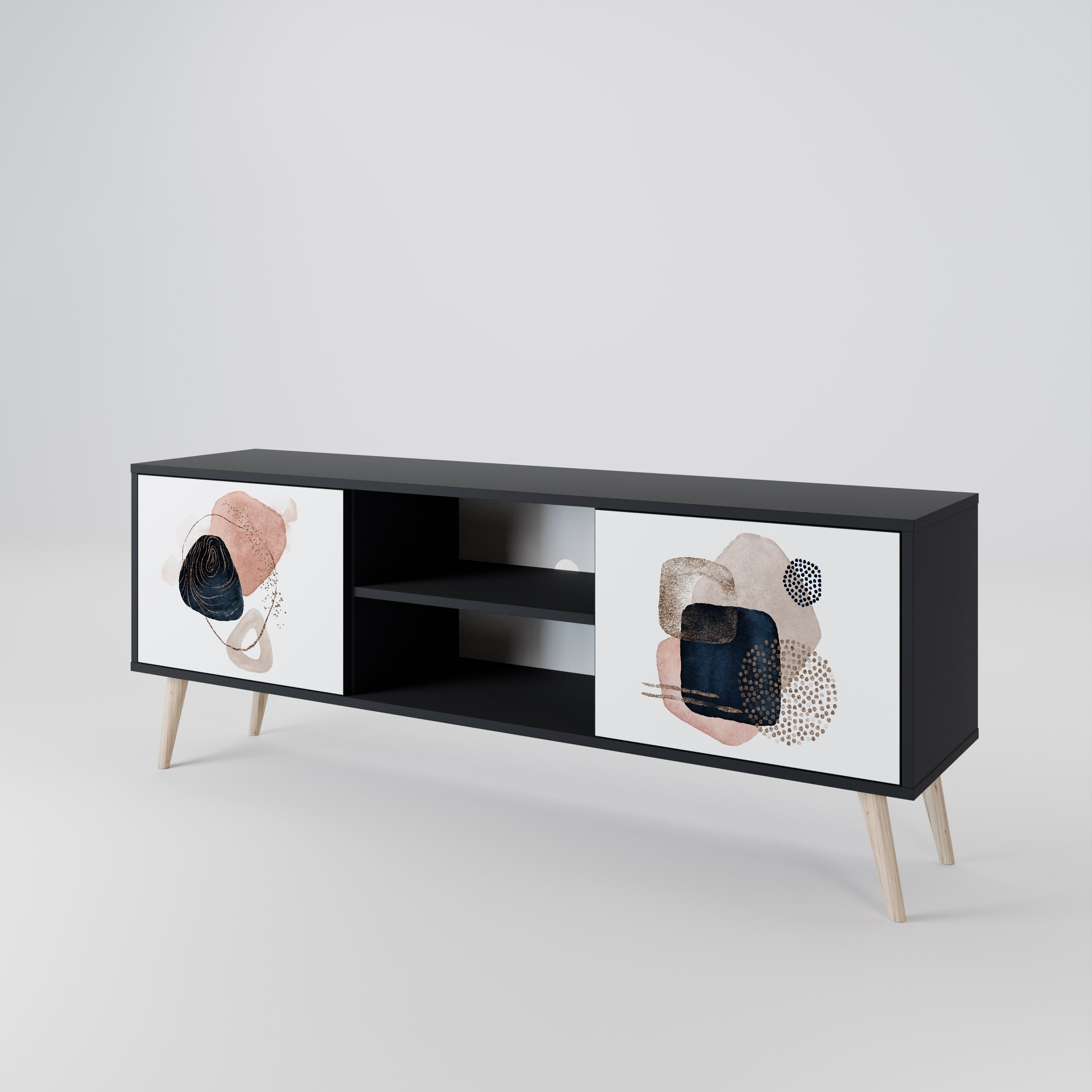 COLORFUL SHAPES 2-Door TV Stand in Black Finish