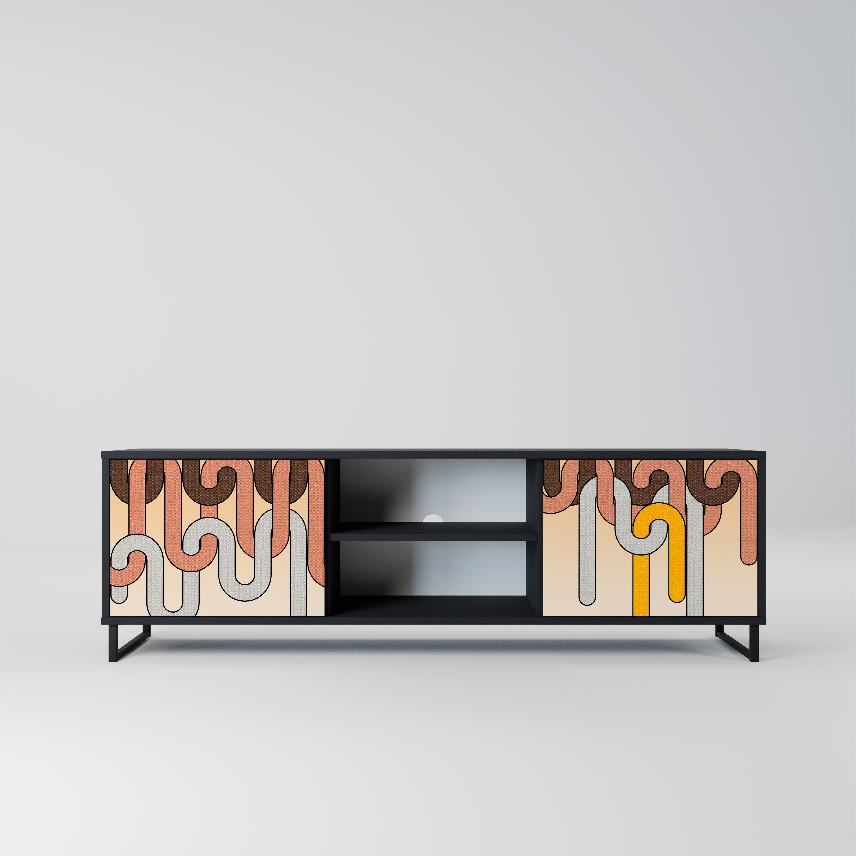 COLORFUL STRINGS 2-Door TV Stand in Black Finish