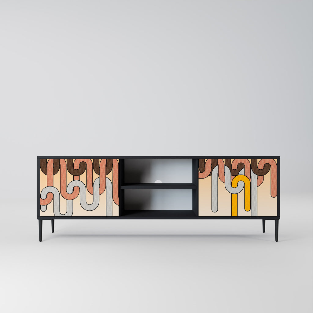 Meuble TV 2 portes COLORFUL STRINGS, finition noire