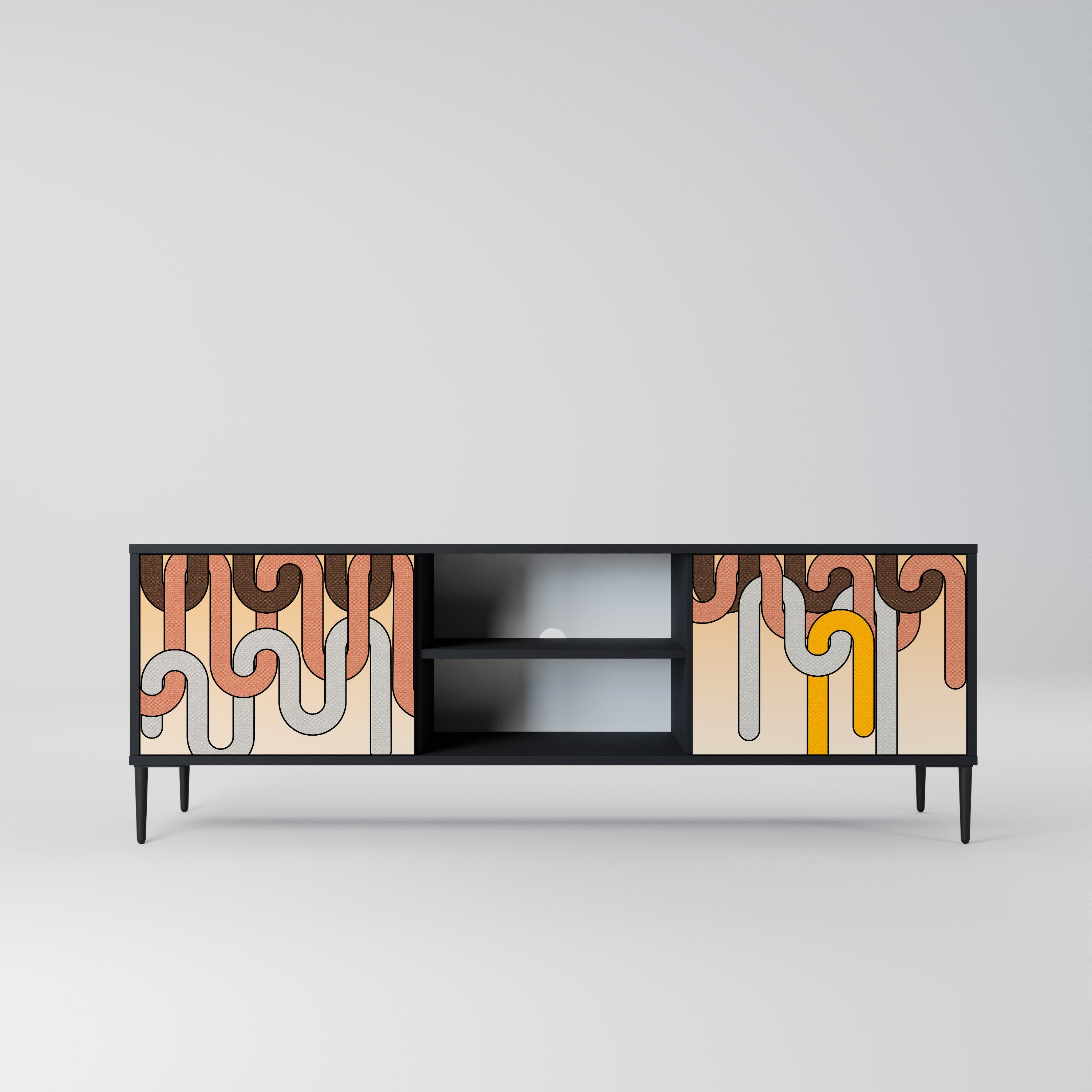 COLORFUL STRINGS 2-Door TV Stand in Black Finish