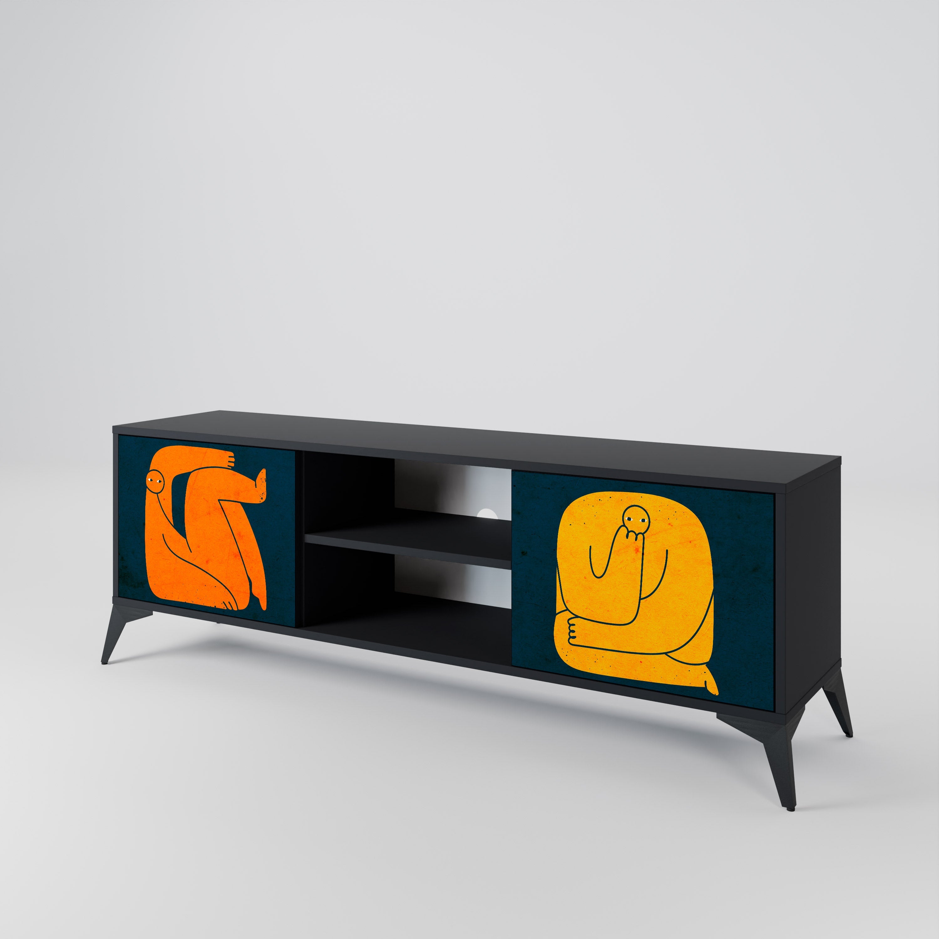 TOGETHER BUT SEPARATELY 2-Door TV Stand in Black Finish