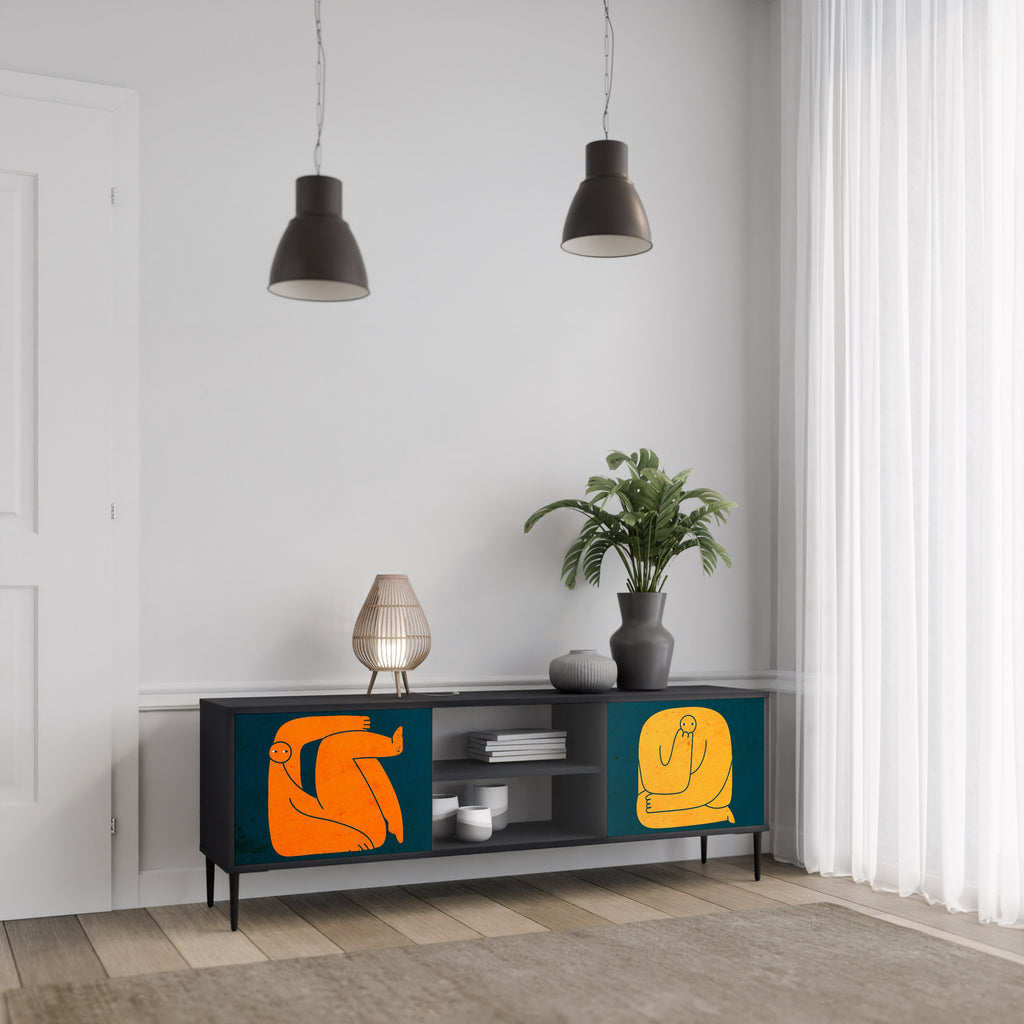 TOGETHER BUT SEPARATELY 2-Door TV Stand in Black Finish