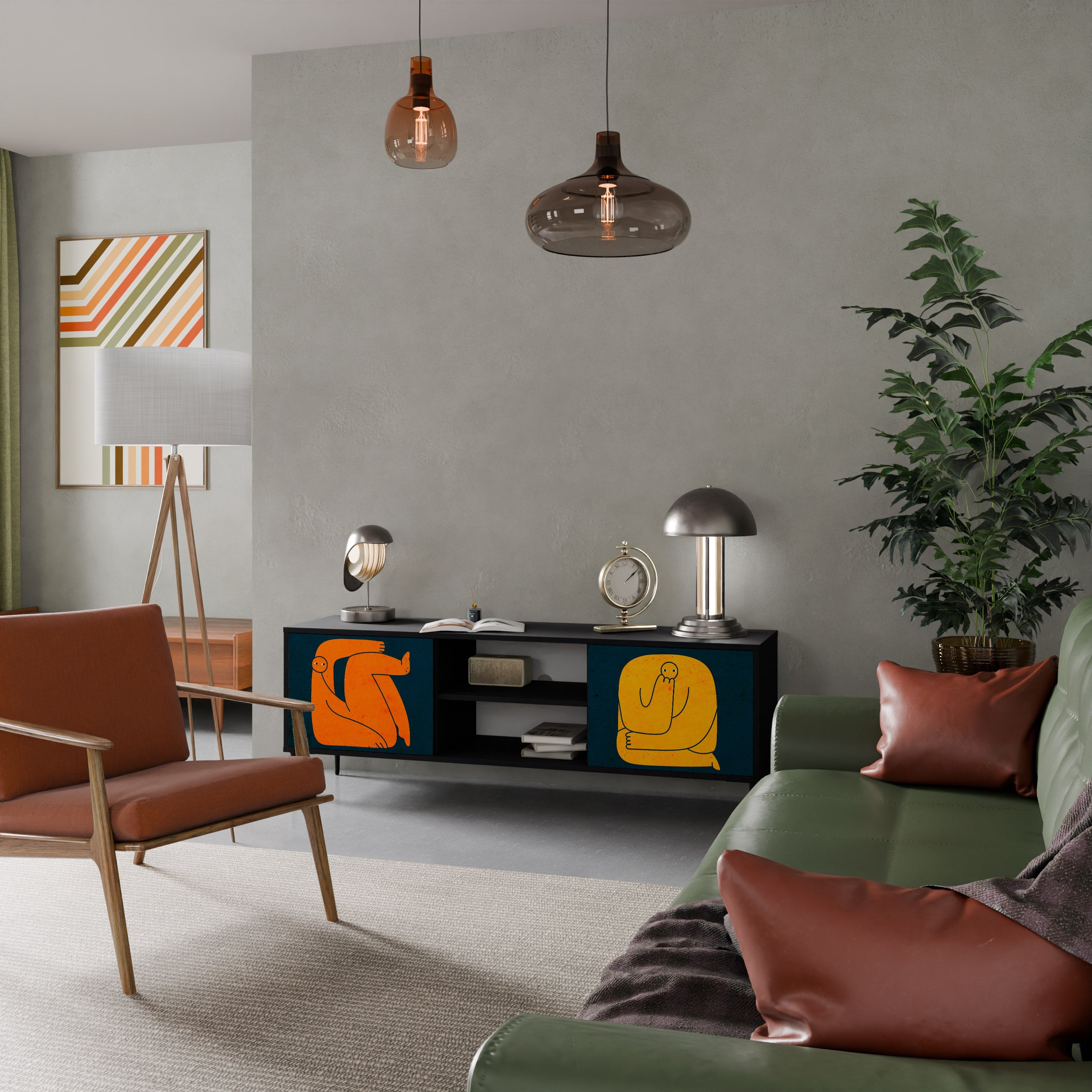 TOGETHER BUT SEPARATELY 2-Door TV Stand in Black Finish