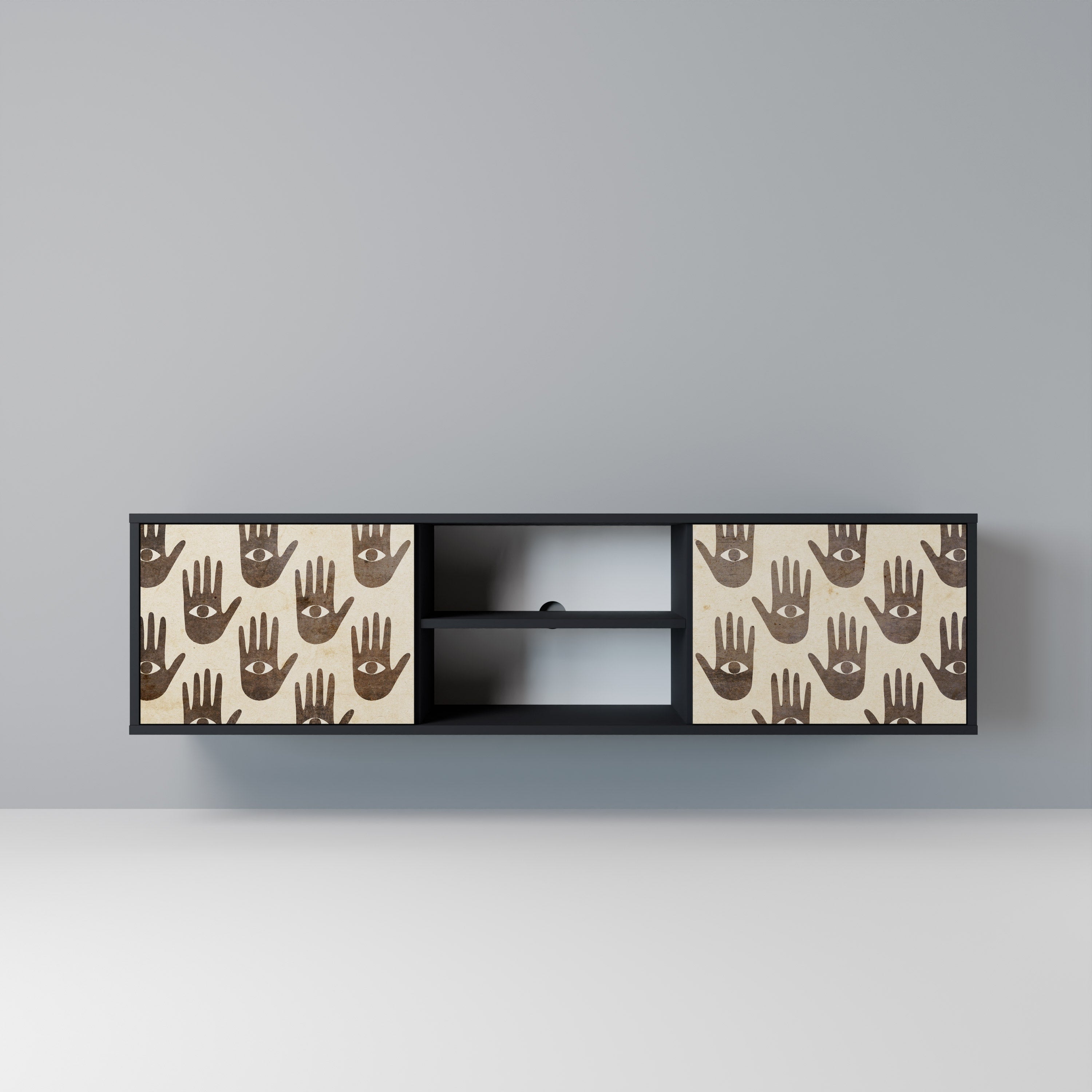 SEE MORE 2-Door TV Stand in Black Finish