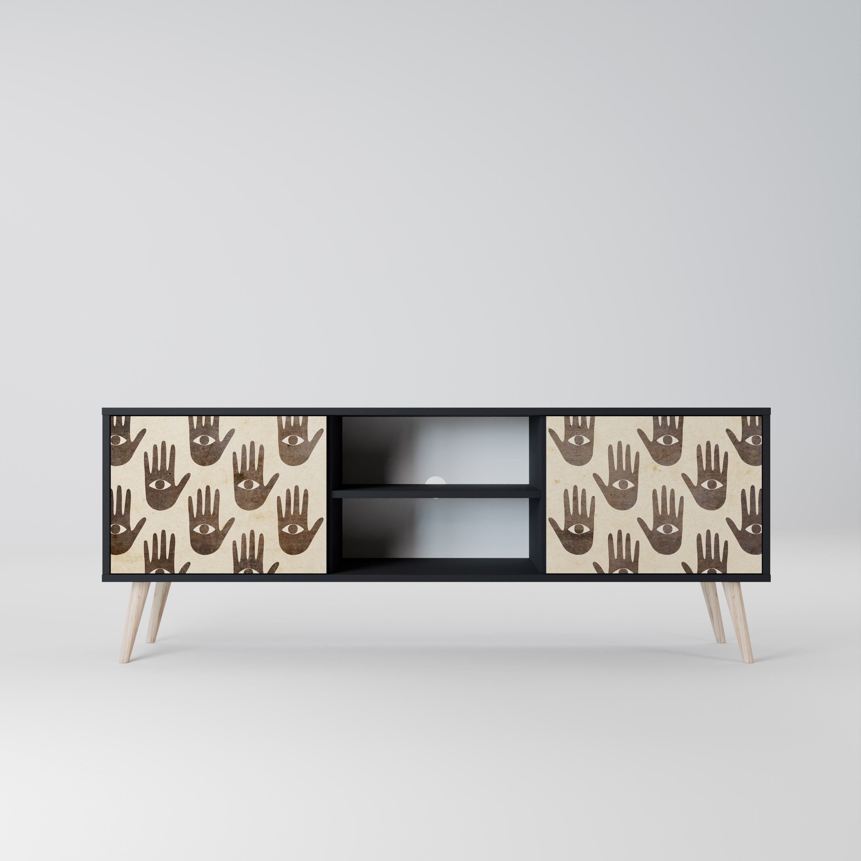 SEE MORE 2-Door TV Stand in Black Finish