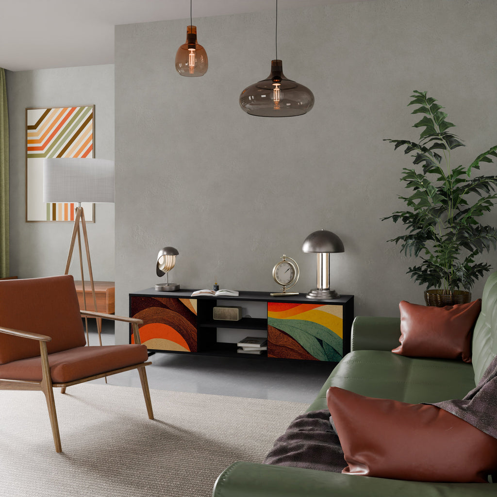 Meuble TV 2 portes COLORFUL STRANDS finition noire