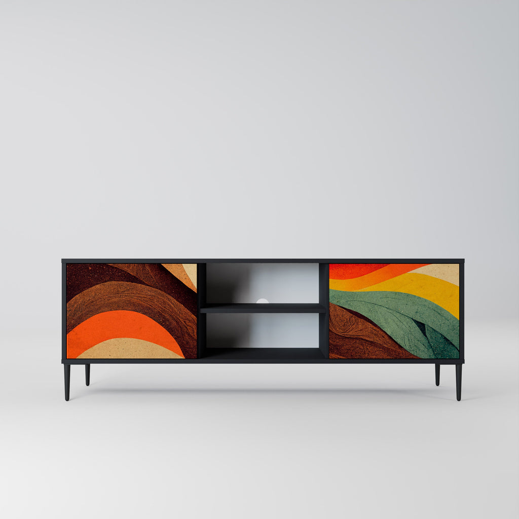 Meuble TV 2 portes COLORFUL STRANDS finition noire
