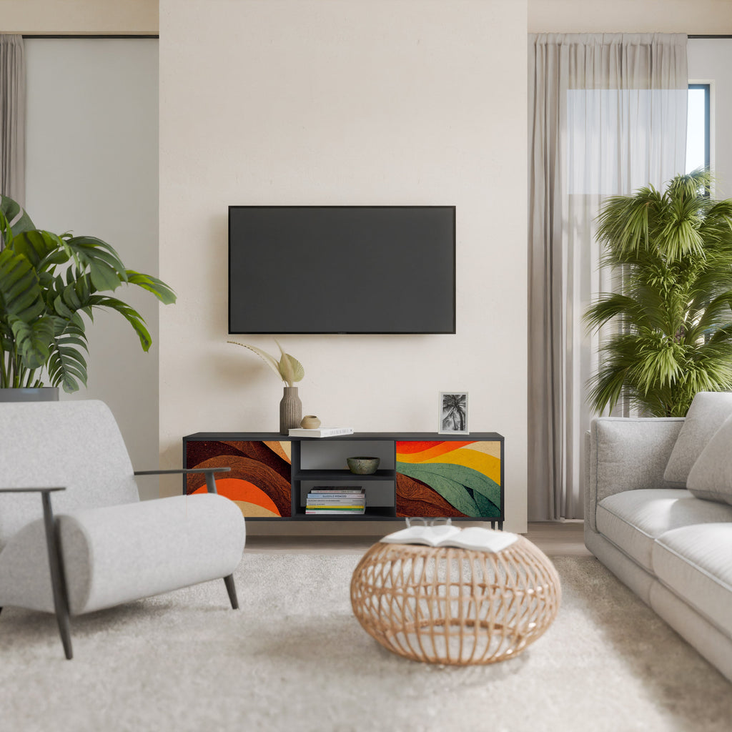 Meuble TV 2 portes COLORFUL STRANDS finition noire
