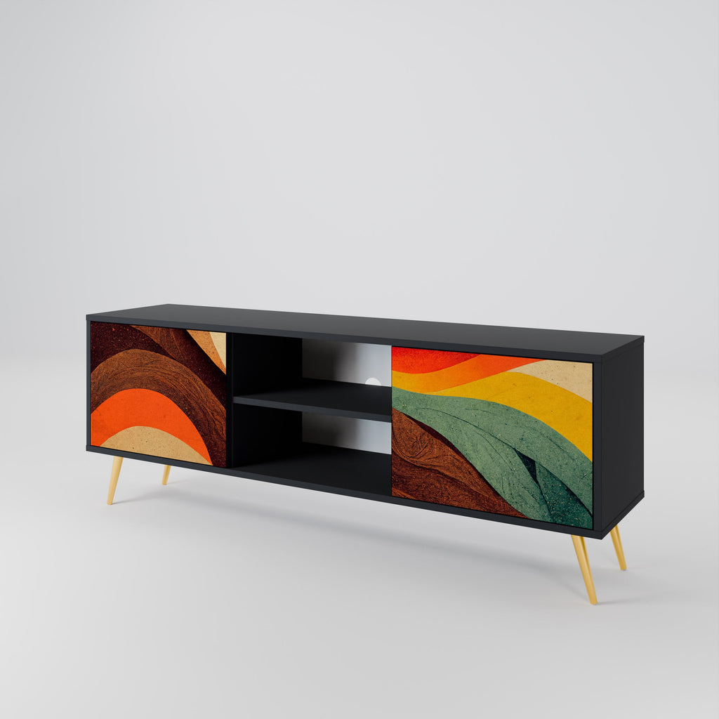 Meuble TV 2 portes COLORFUL STRANDS finition noire