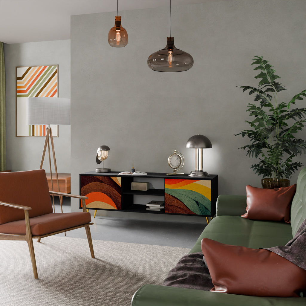 Meuble TV 2 portes COLORFUL STRANDS finition noire