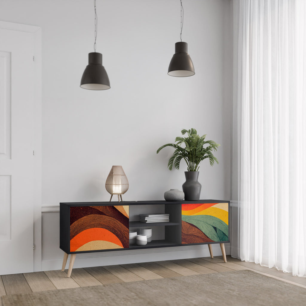 Meuble TV 2 portes COLORFUL STRANDS finition noire
