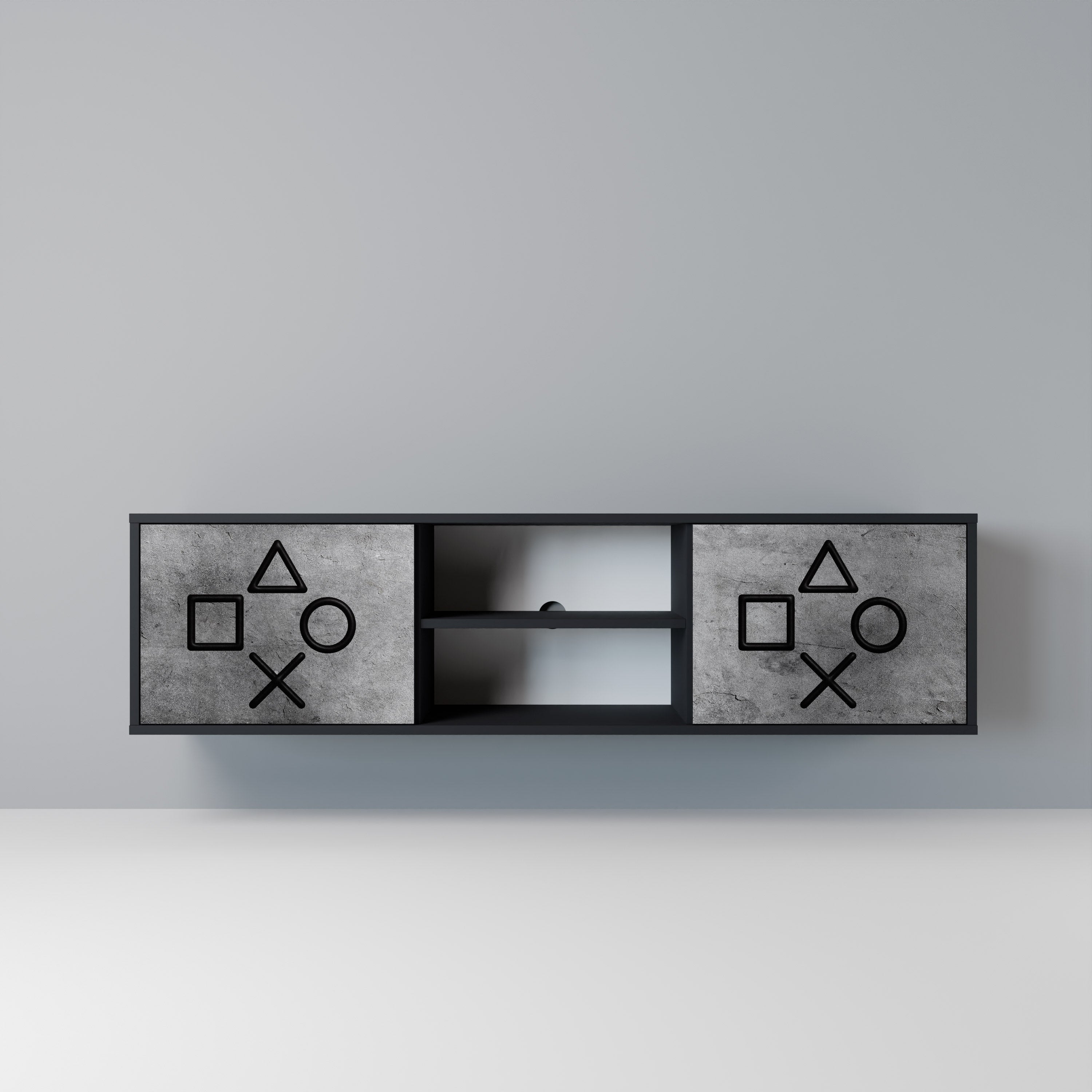 GAMER CHOICE 2-Door TV Stand in Black Finish